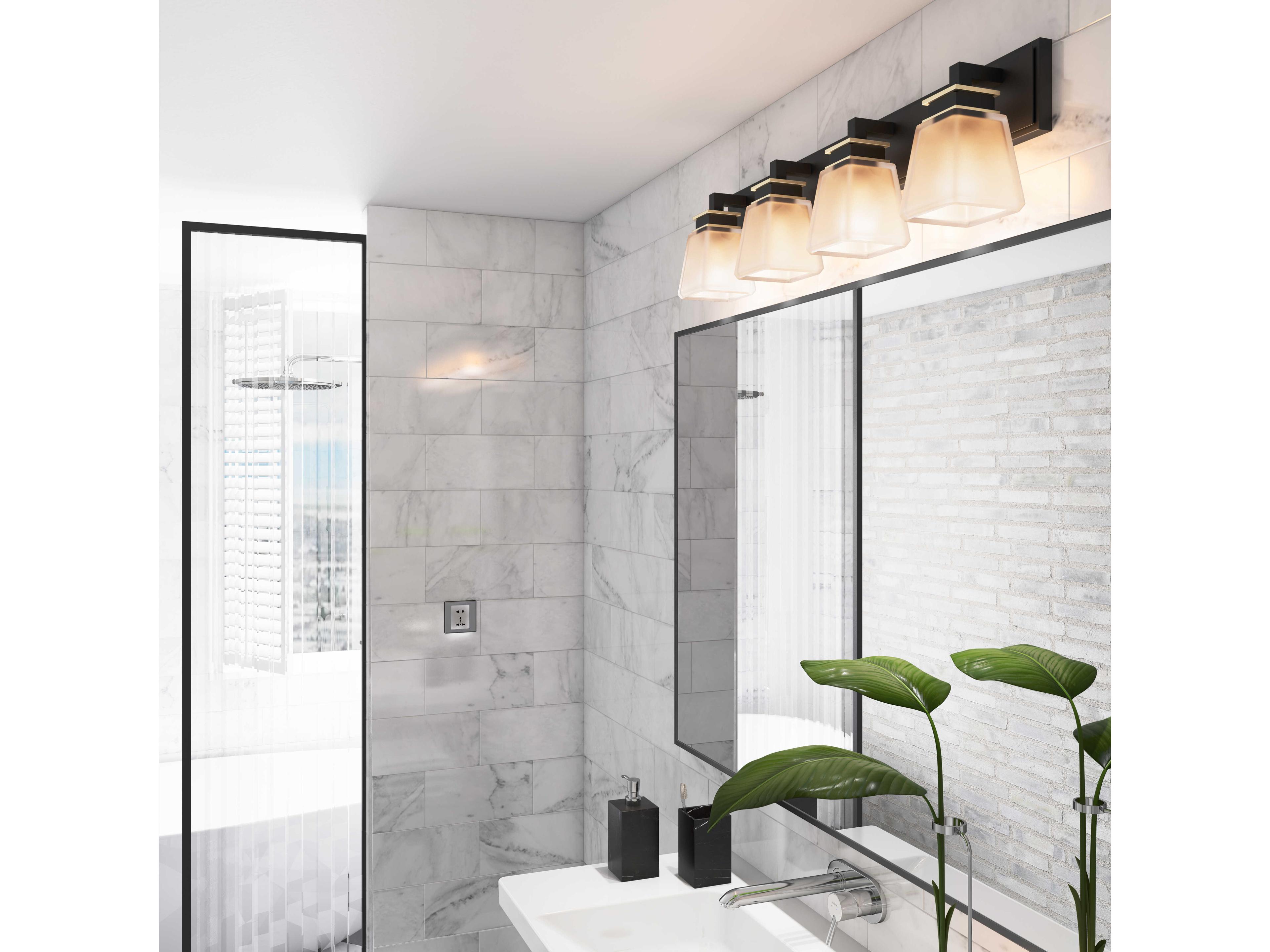 Artcraft Eastwood 4-Light Black Brushed Nickel Glass LED Vanity Light