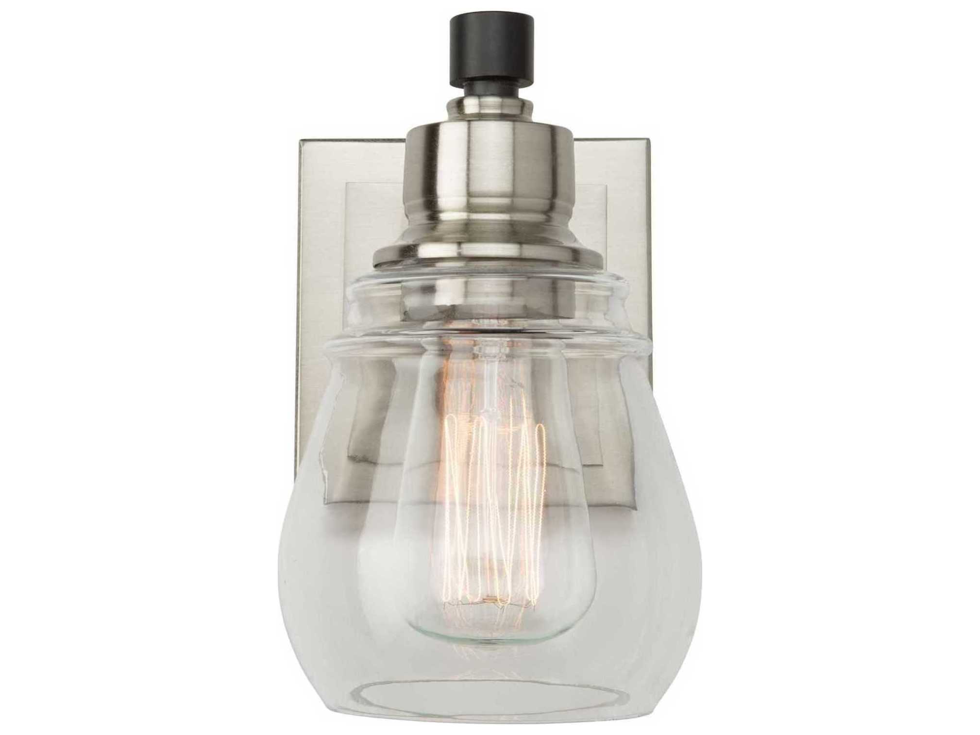 Artcraft Nelson 1-Light Black And Brushed Nickel Glass LED Wall Sconce