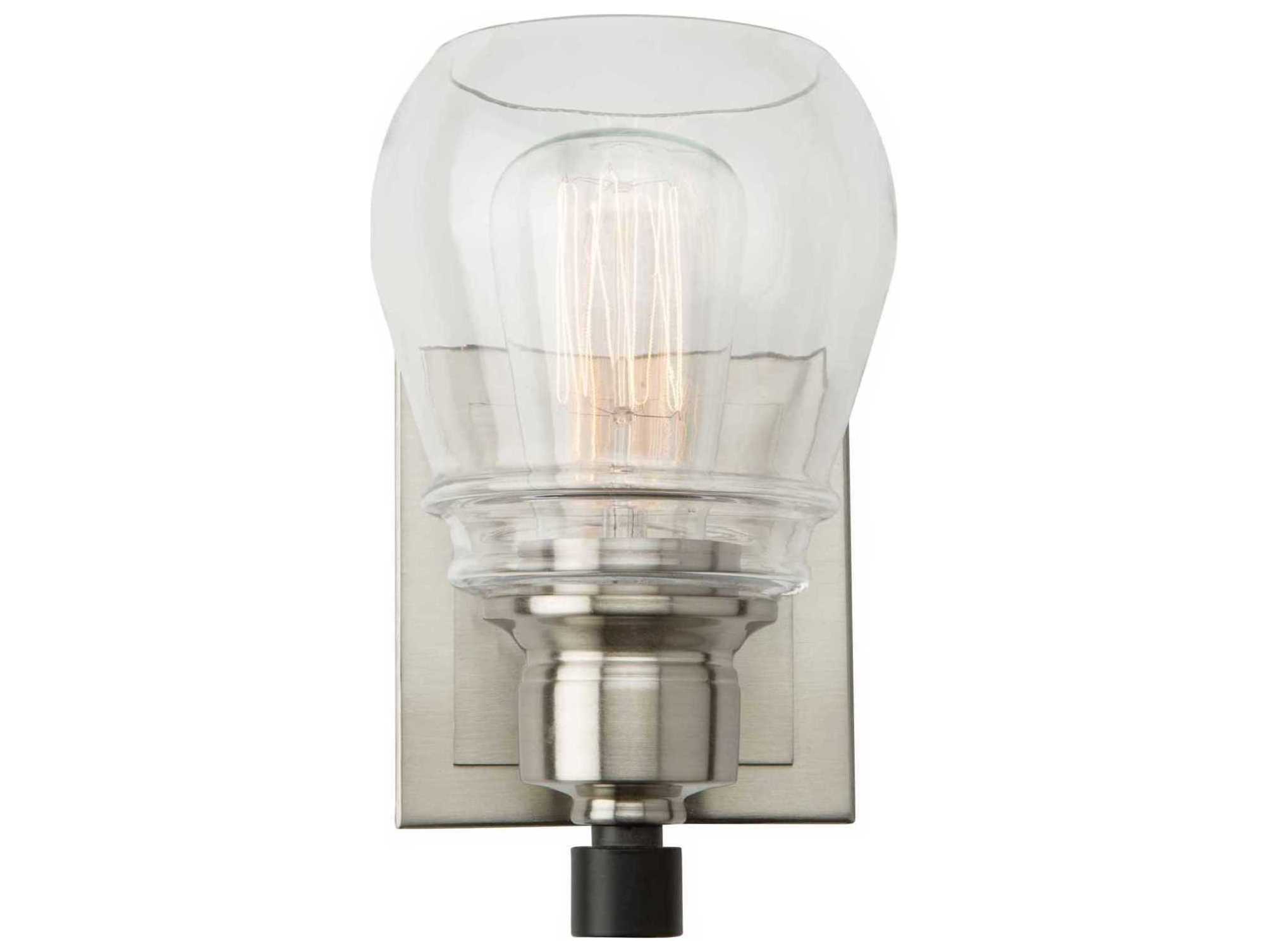 Artcraft Nelson 1-Light Black And Brushed Nickel Glass LED Wall Sconce