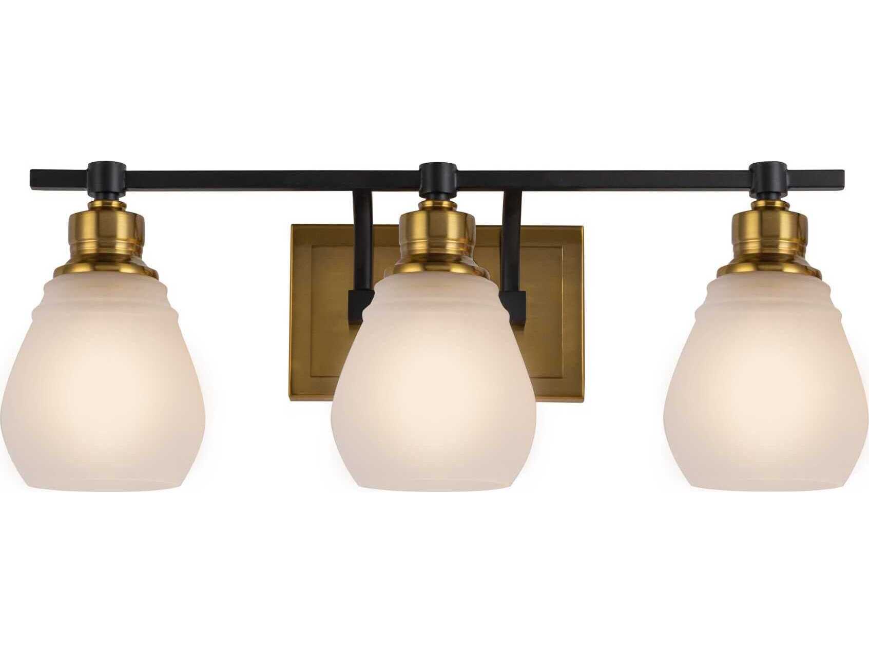 Artcraft Nelson 3-Light Brass Black Vanity Light