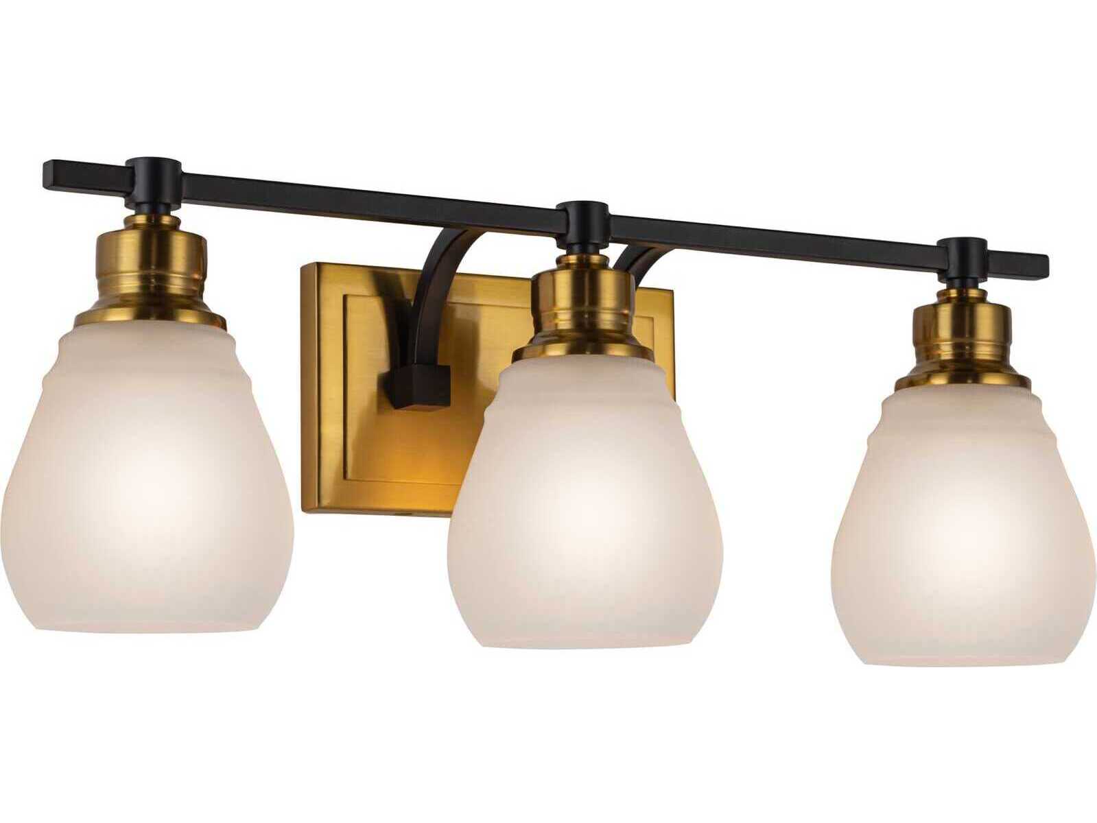 Artcraft Nelson 3-Light Brass Black Vanity Light