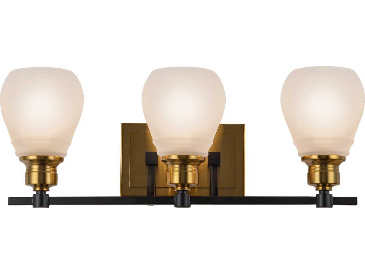 Artcraft Nelson 3-Light Brass Black Vanity Light