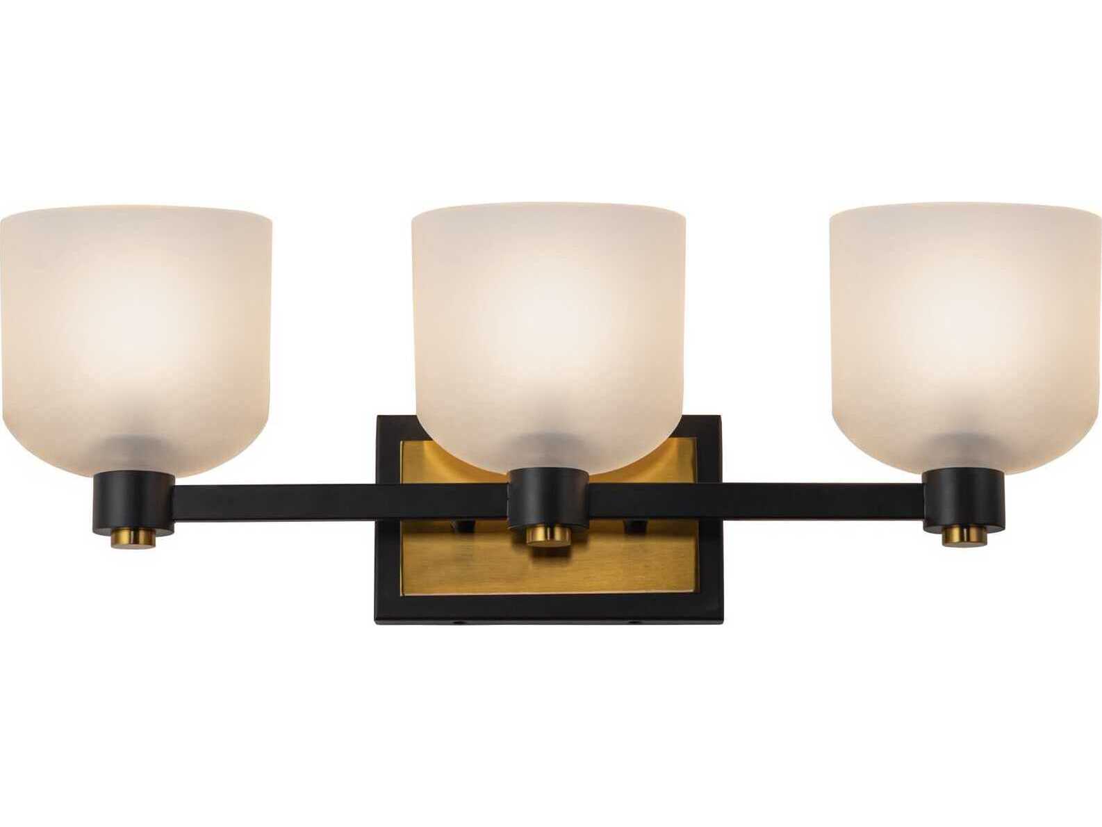 Artcraft Lyndon 3-Light Black Brushed Brass Vanity Light
