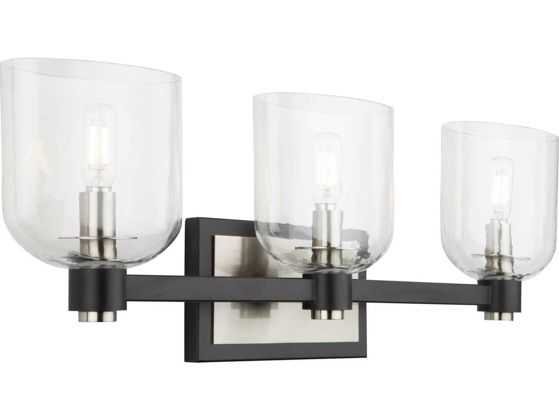 Artcraft Lyndon 3-Light Black And Brushed Nickel Glass LED Vanity Light