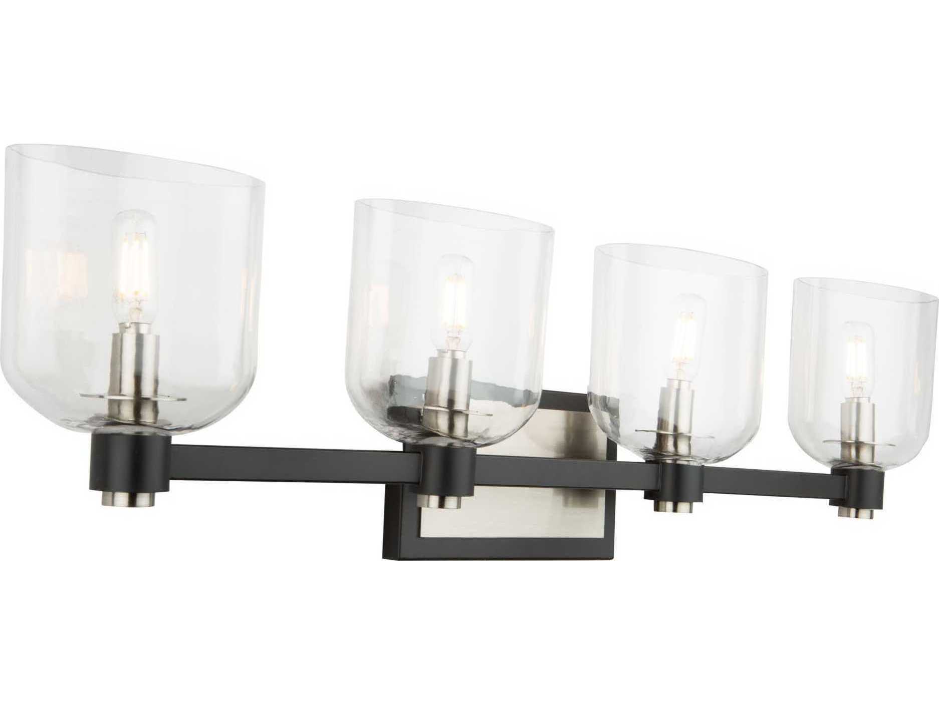 Artcraft Lyndon 4-Light Black And Brushed Nickel Glass LED Vanity Light