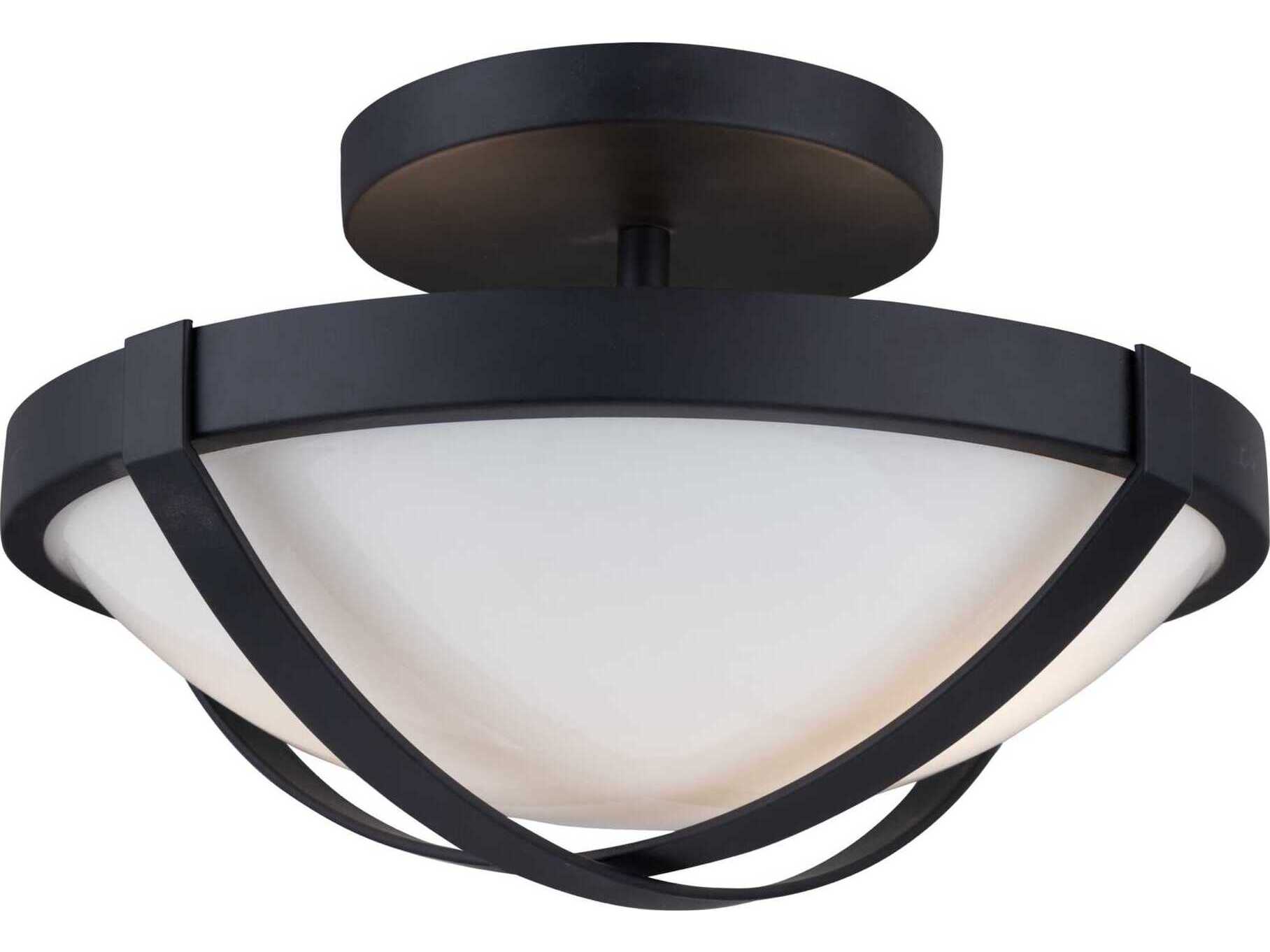 Artcraft Cara 2-Light Black Glass Bowl Flush Mount