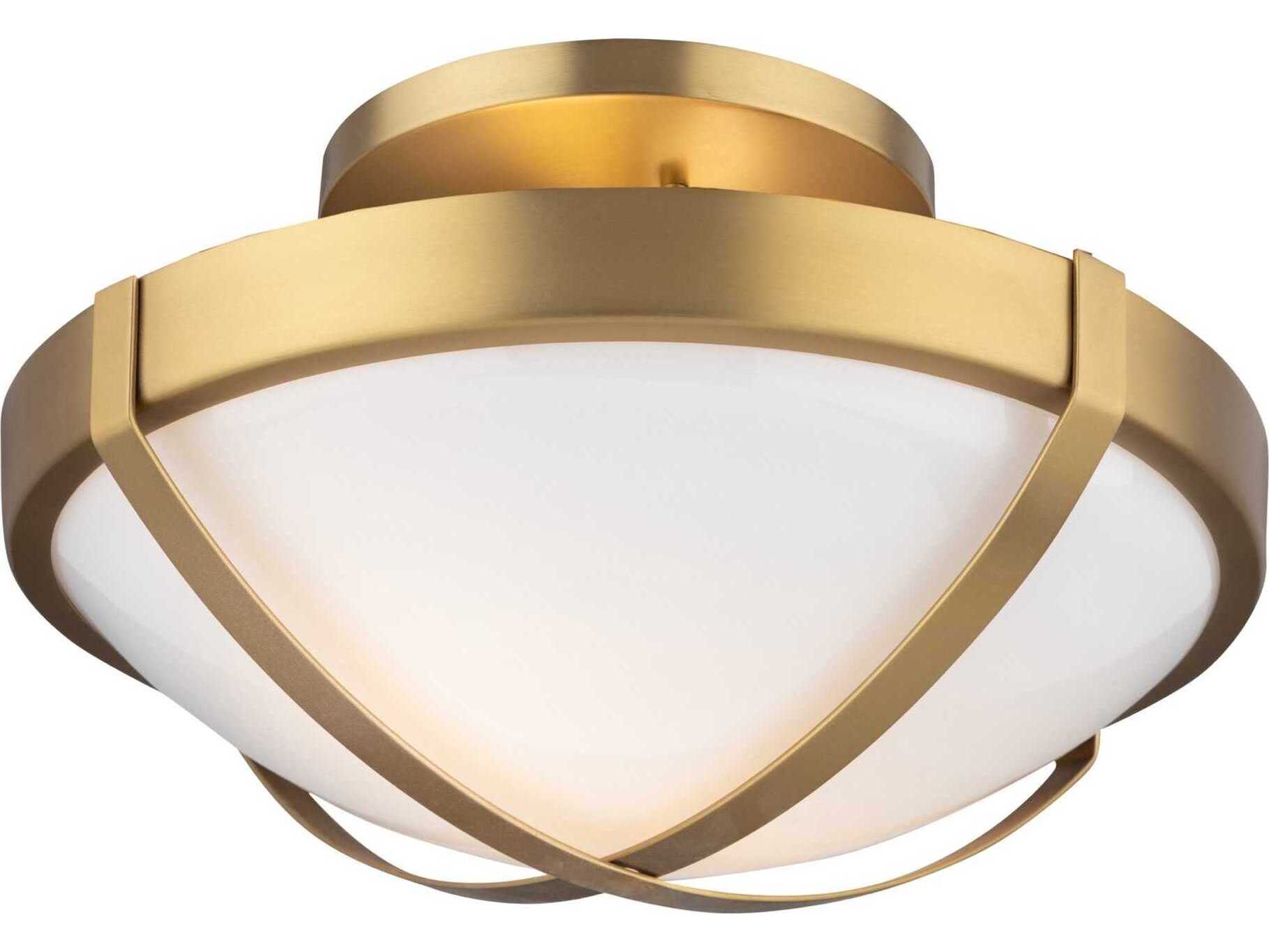 Artcraft Cara 2-Light Brushed Brass Glass Bowl Flush Mount