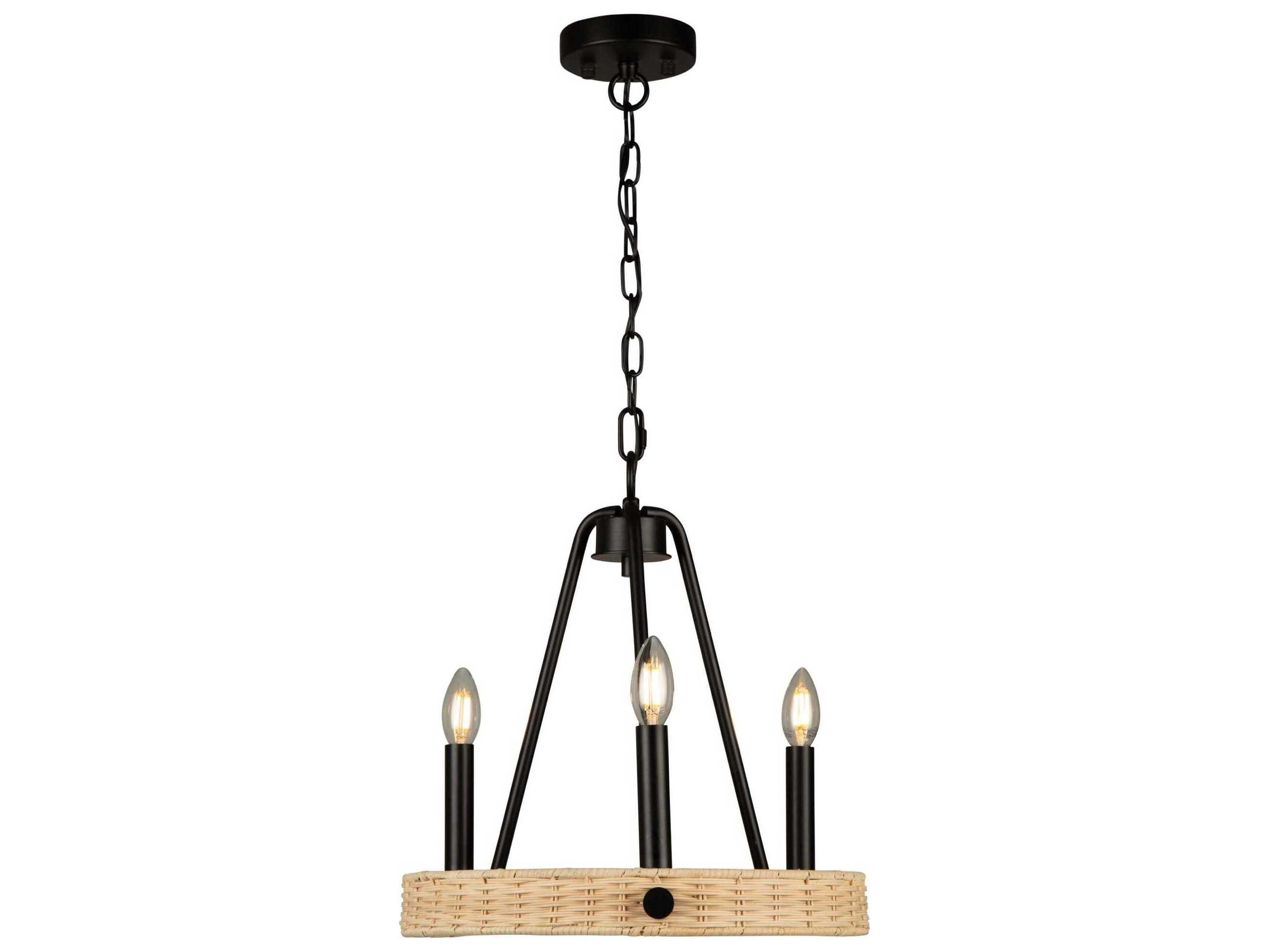 Artcraft Perris 3-Light Black Round Chandelier