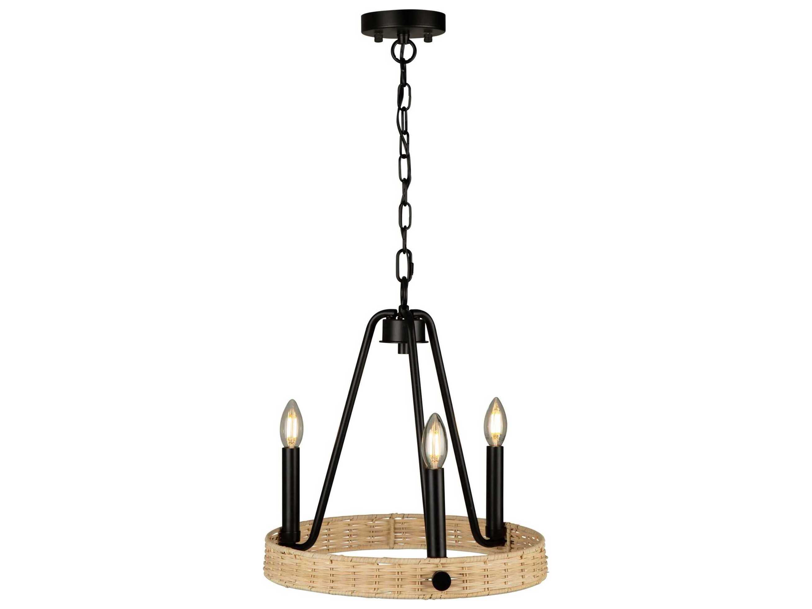 Artcraft Perris 3-Light Black Round Chandelier