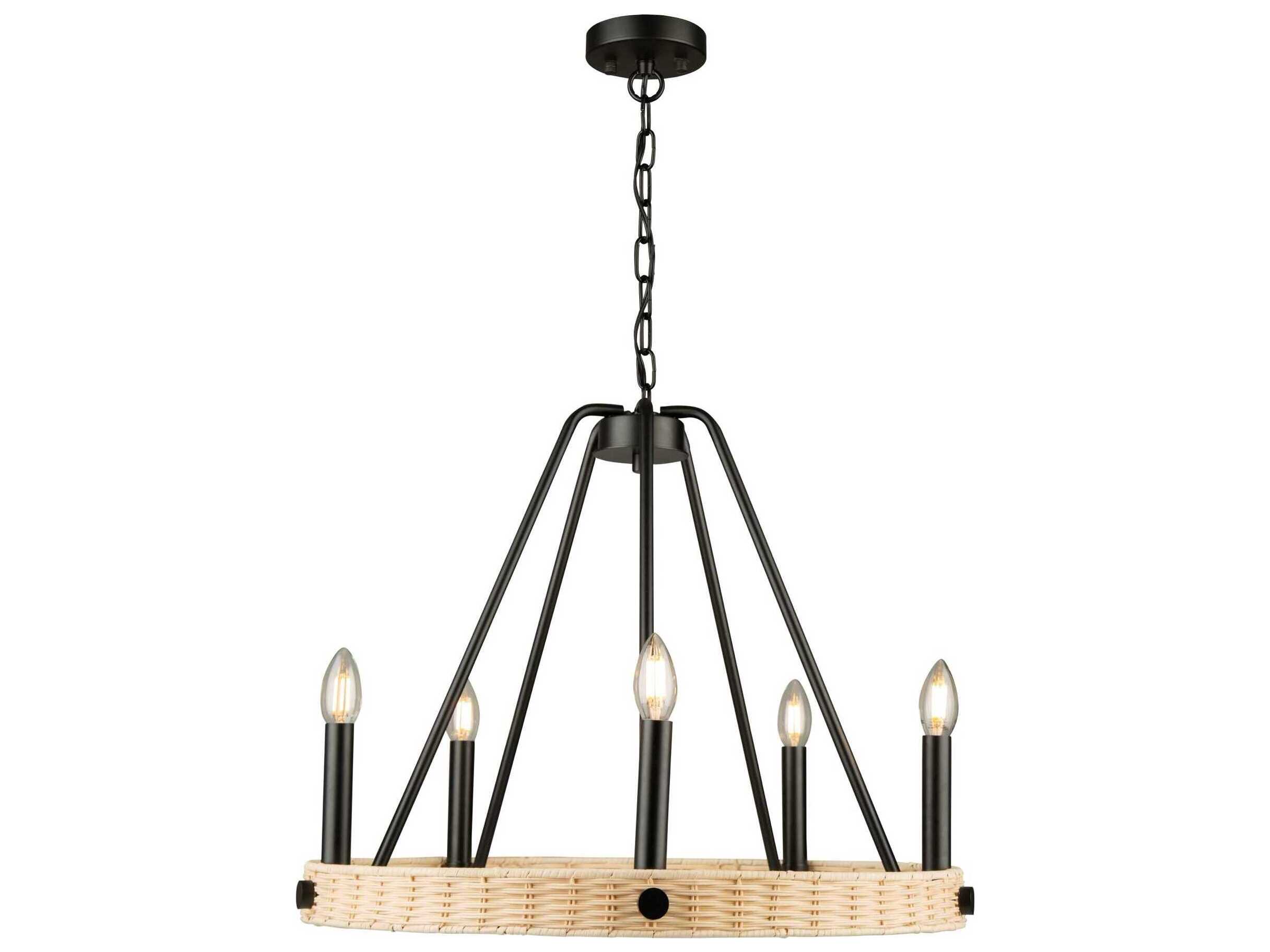 Artcraft Perris 5-Light Black Round Chandelier