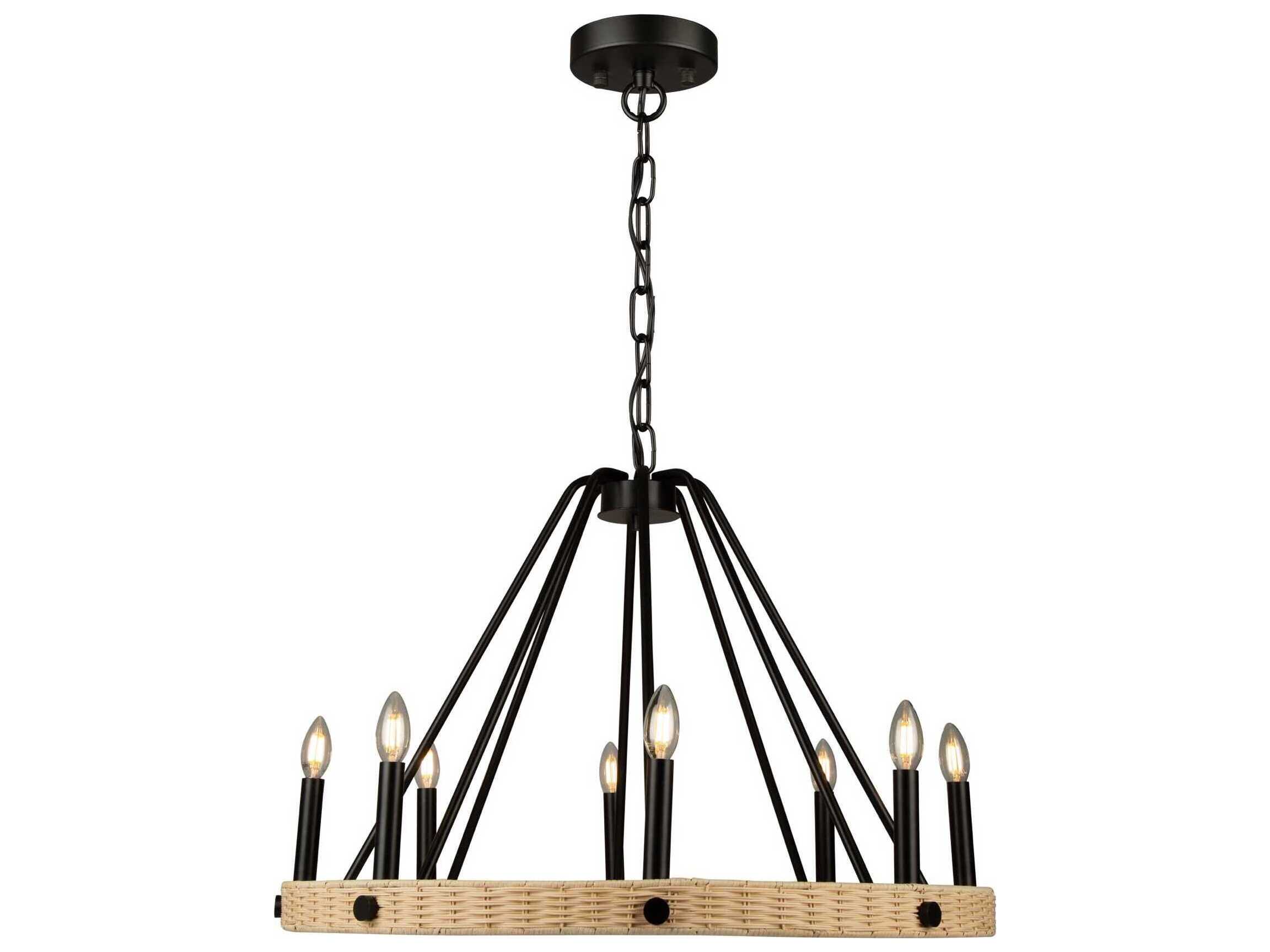 Artcraft Perris 8-Light Black Round Chandelier