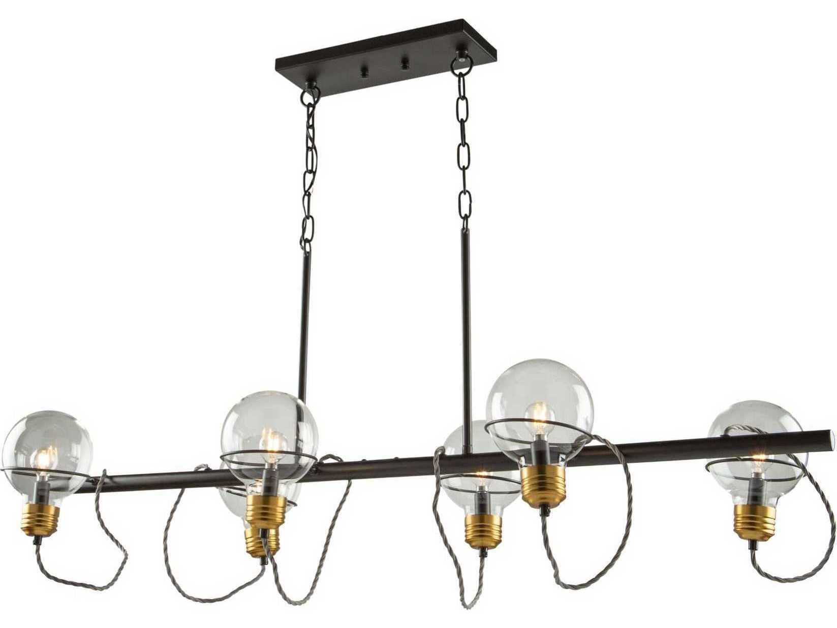 Artcraft Martina 6-Light Black And Brushed Brass Glass LED Globe Island Pendant