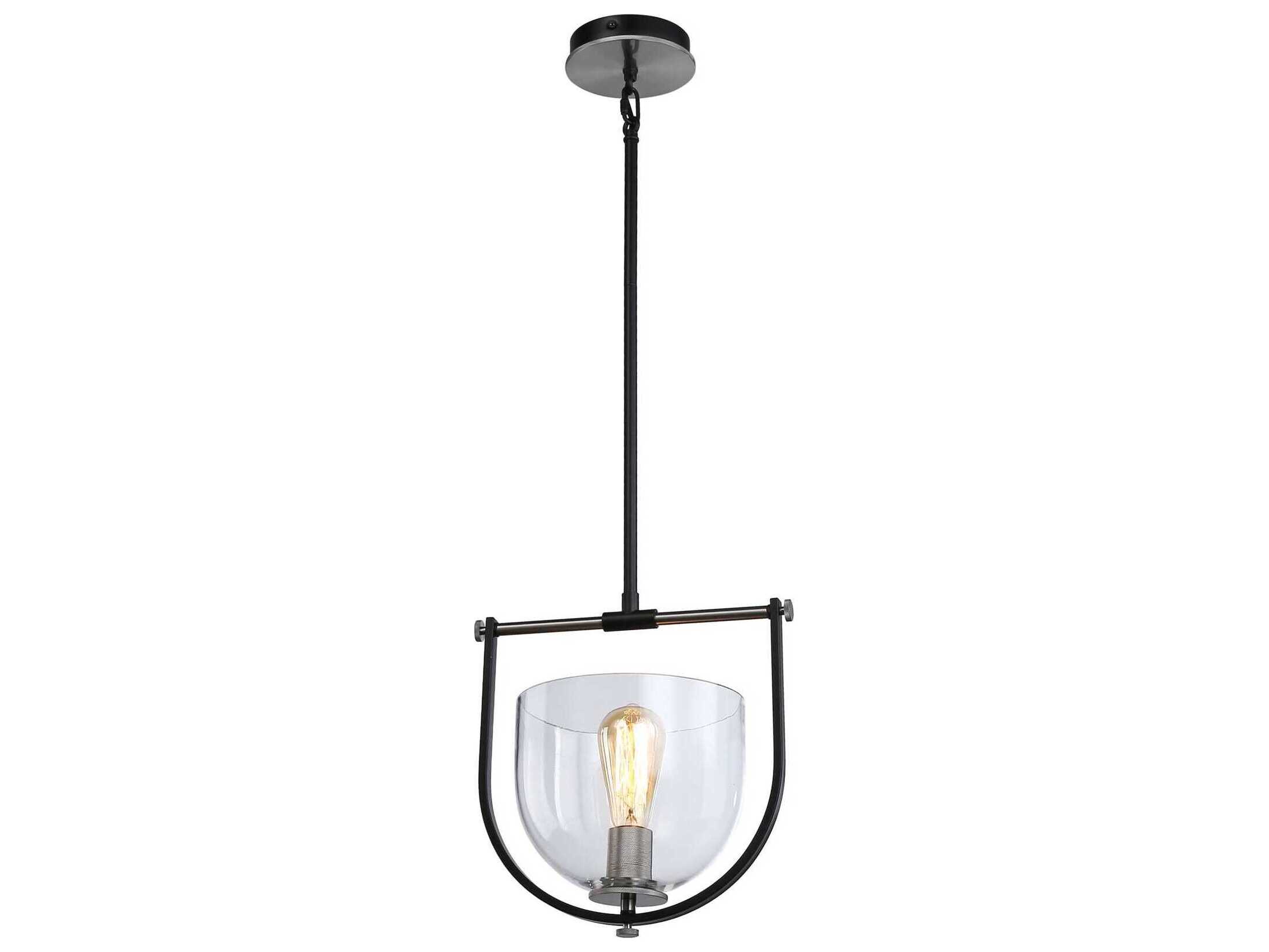 Artcraft Cheshire 1-Light Black Nickel Glass Bowl Mini Pendant