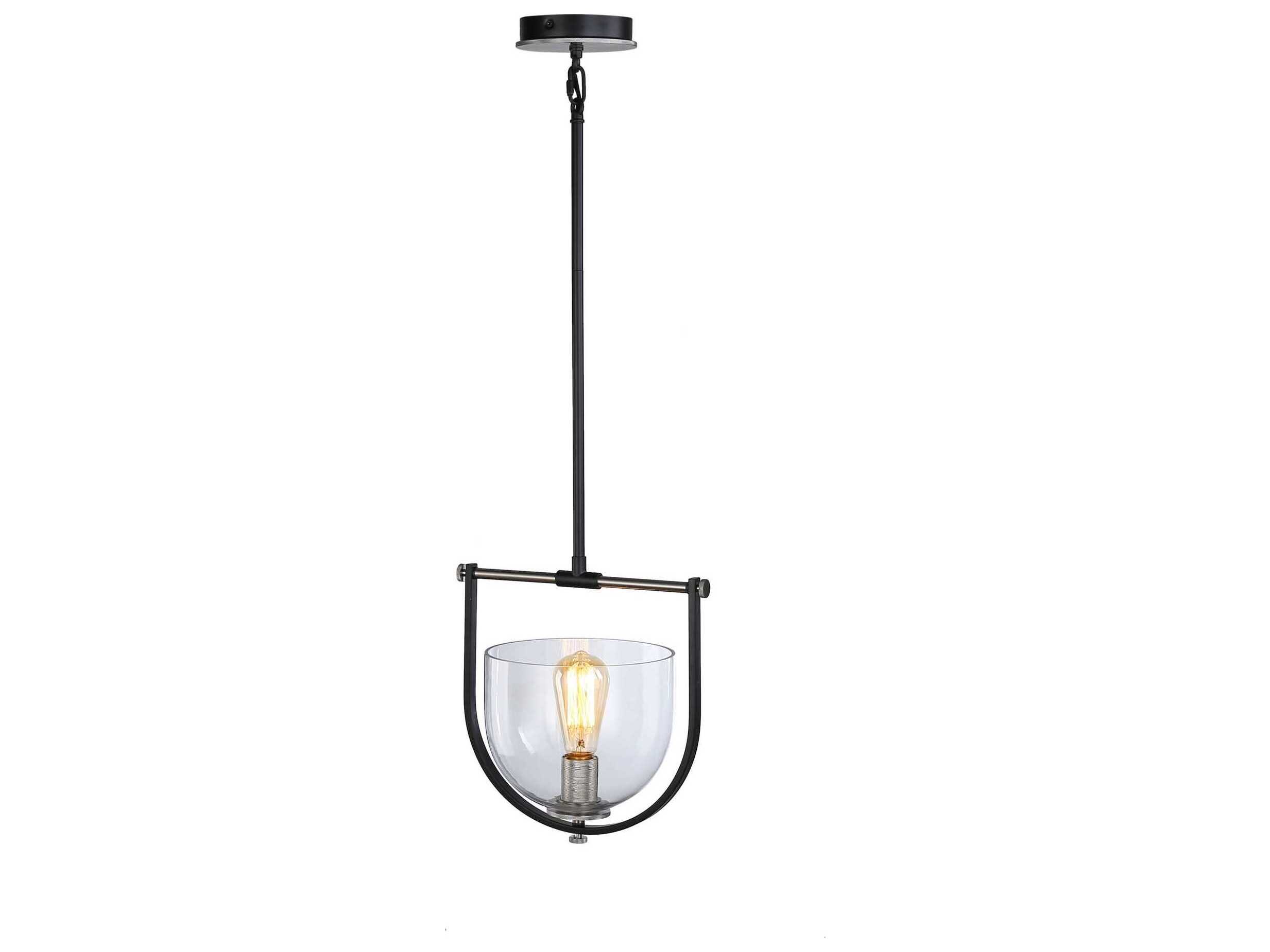 Artcraft Cheshire 1-Light Black Nickel Glass Bowl Mini Pendant