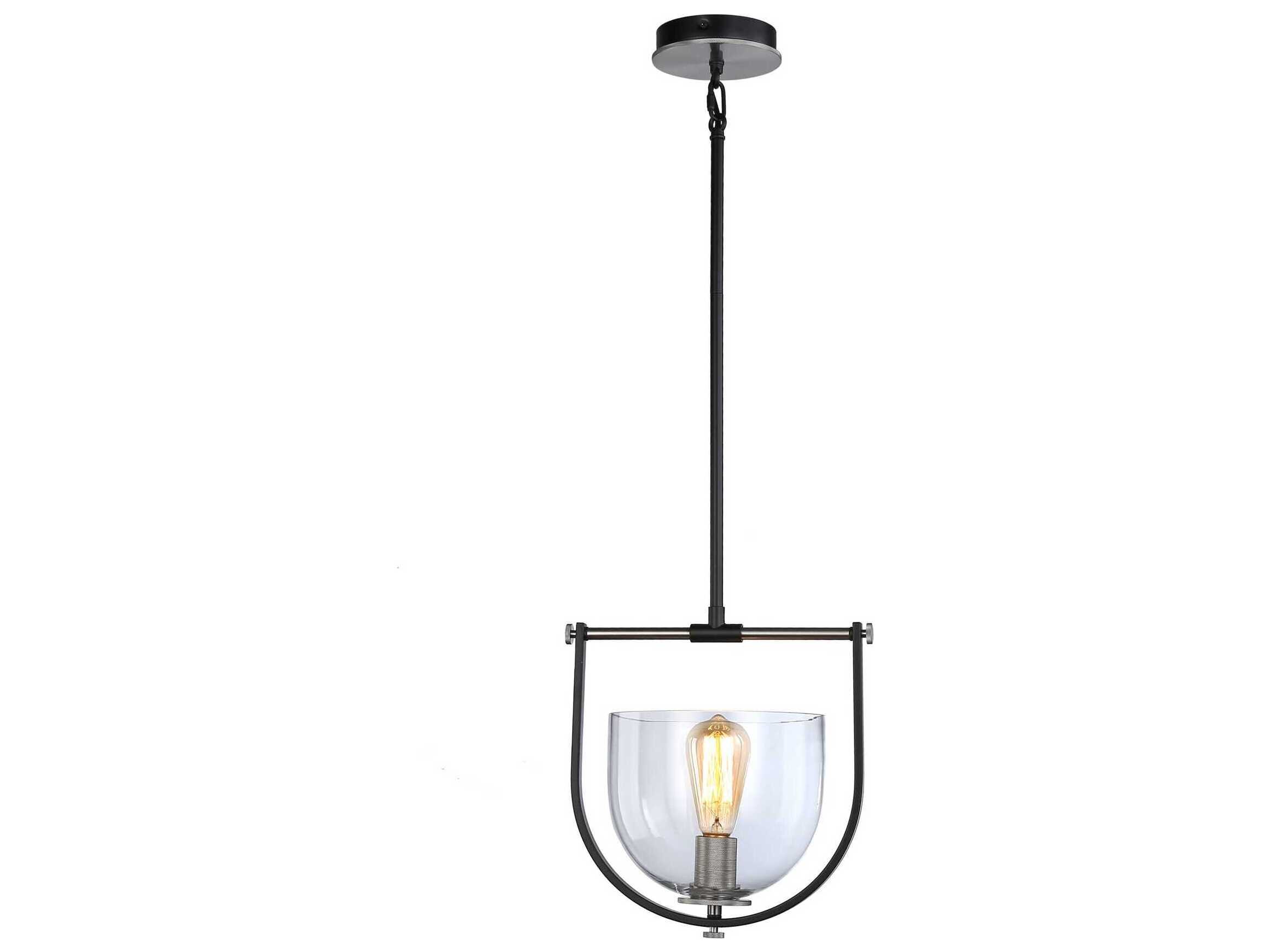 Artcraft Cheshire 1-Light Black Nickel Glass Bowl Mini Pendant