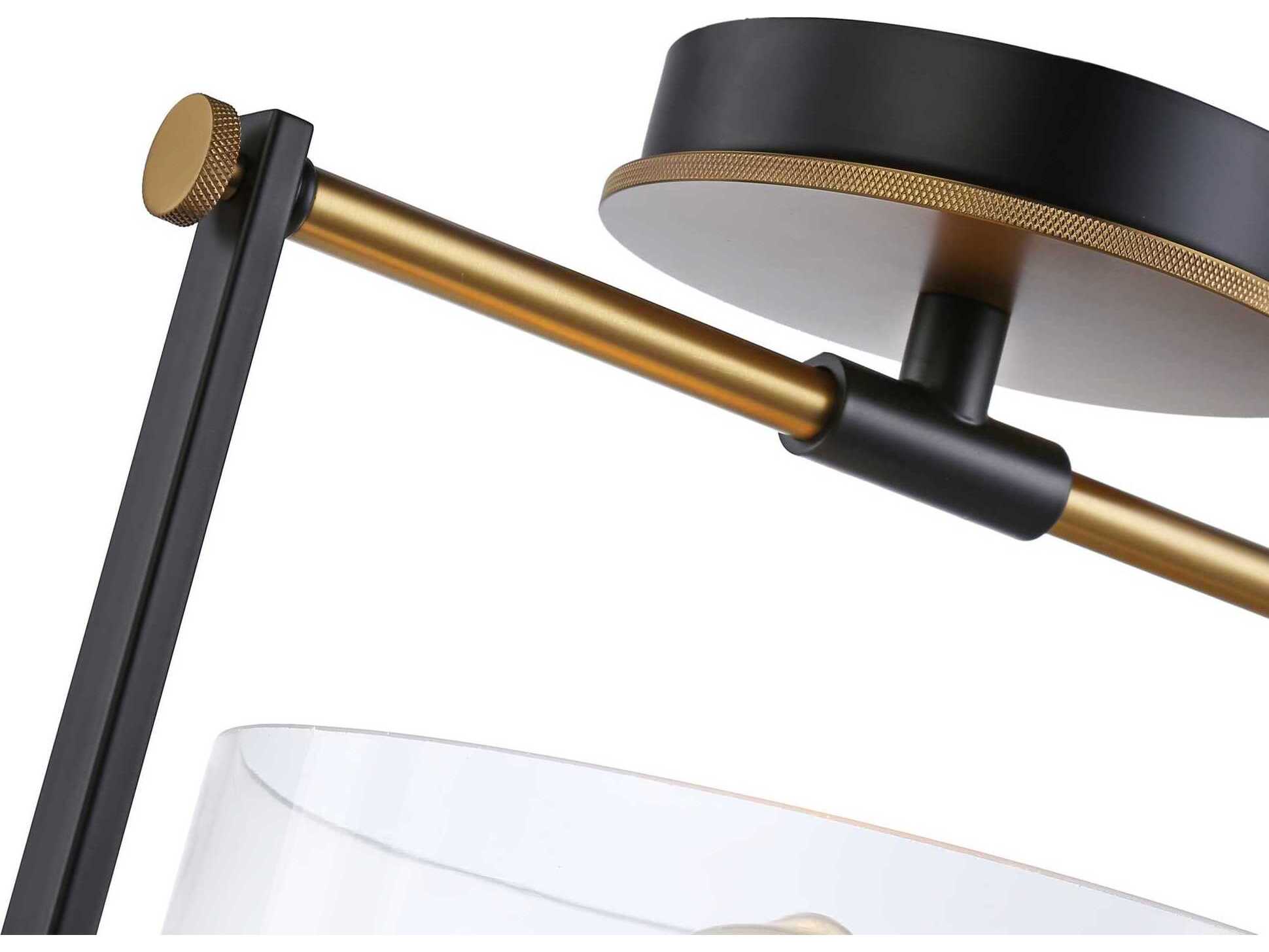 Artcraft Cheshire 1-Light Black Brass Glass Bowl Semi Flush Mount