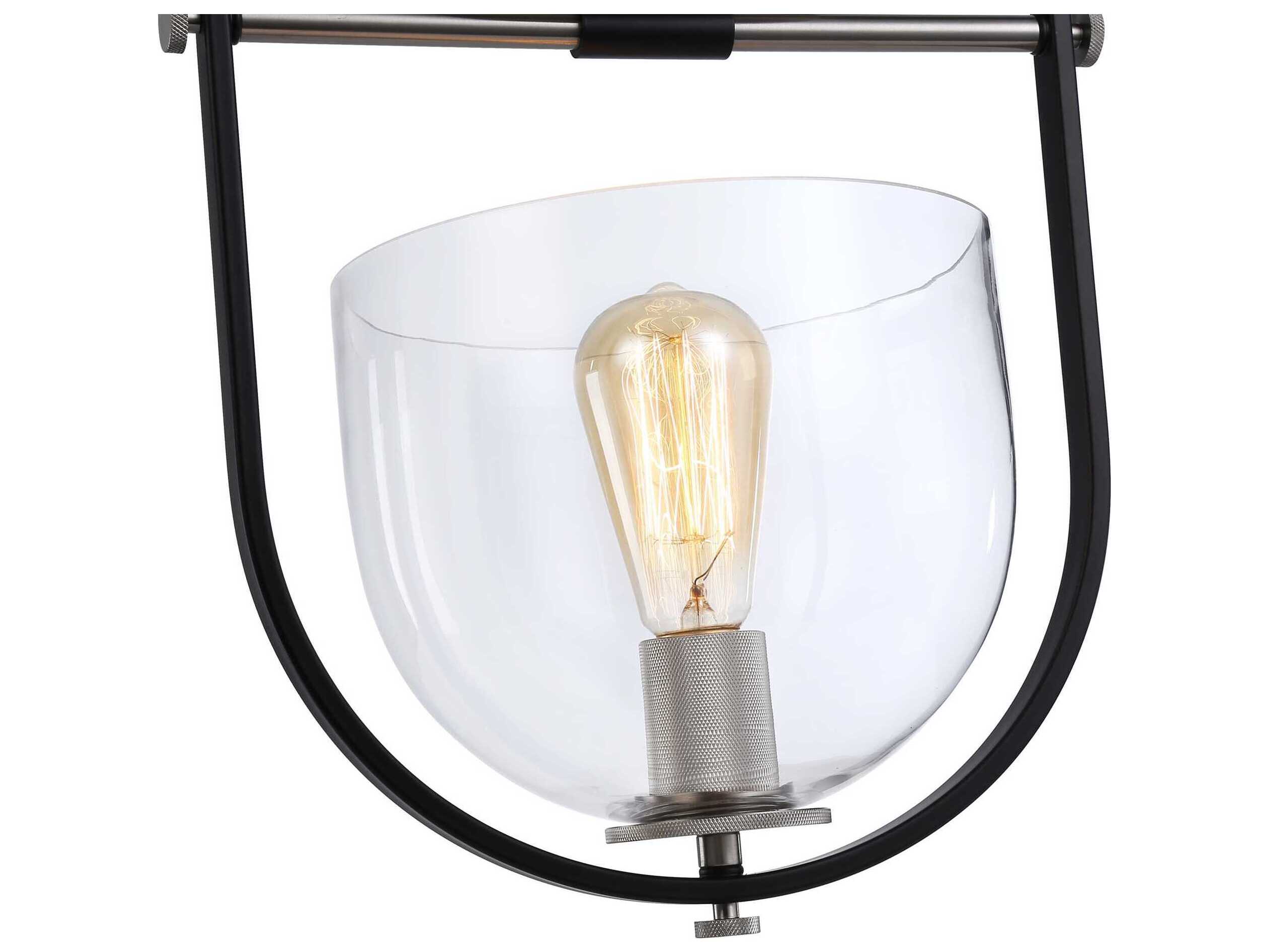 Artcraft Cheshire 1-Light Black Nickel Glass Bowl Semi Flush Mount