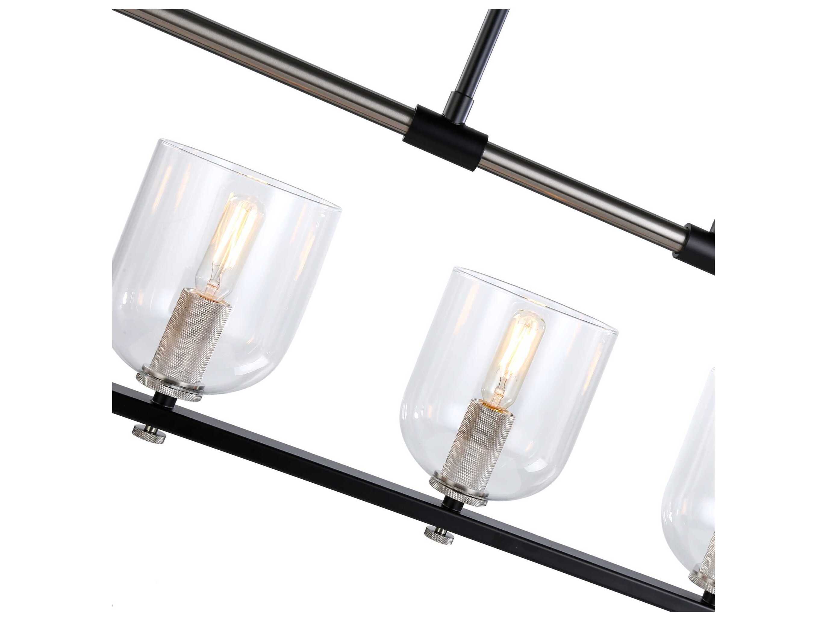 Artcraft Cheshire 5-Light Black Nickel Glass Bowl Linear Island Pendant