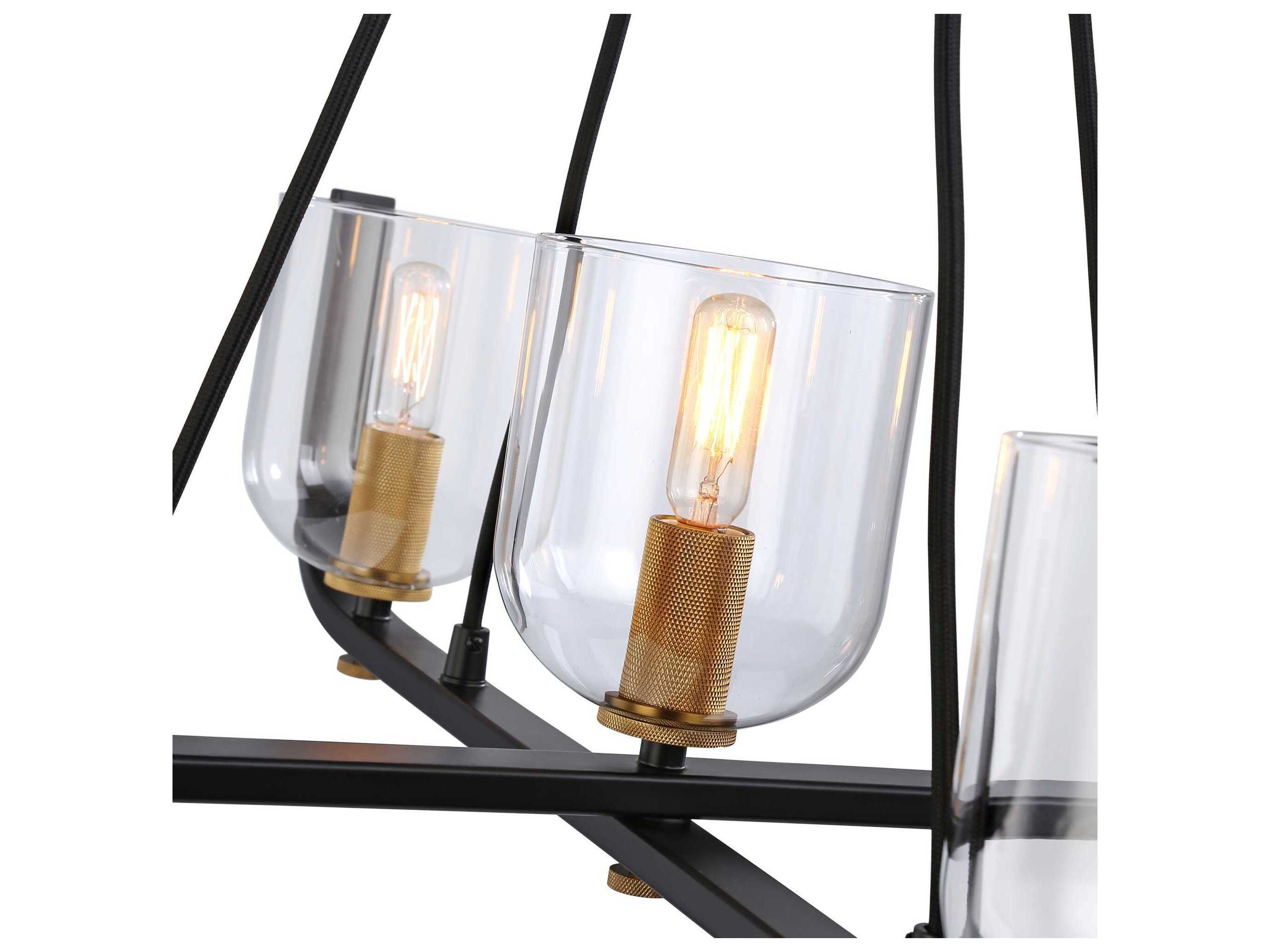 Artcraft Cheshire 5-Light Black Brass Glass Bowl Chandelier