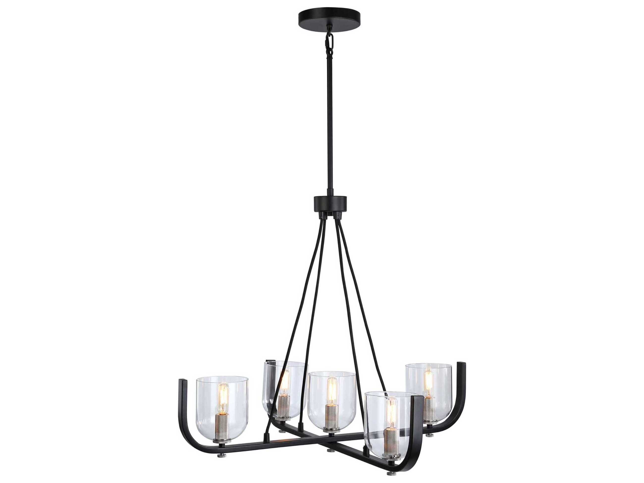 Artcraft Cheshire 5-Light Black Nickel Glass Bowl Chandelier