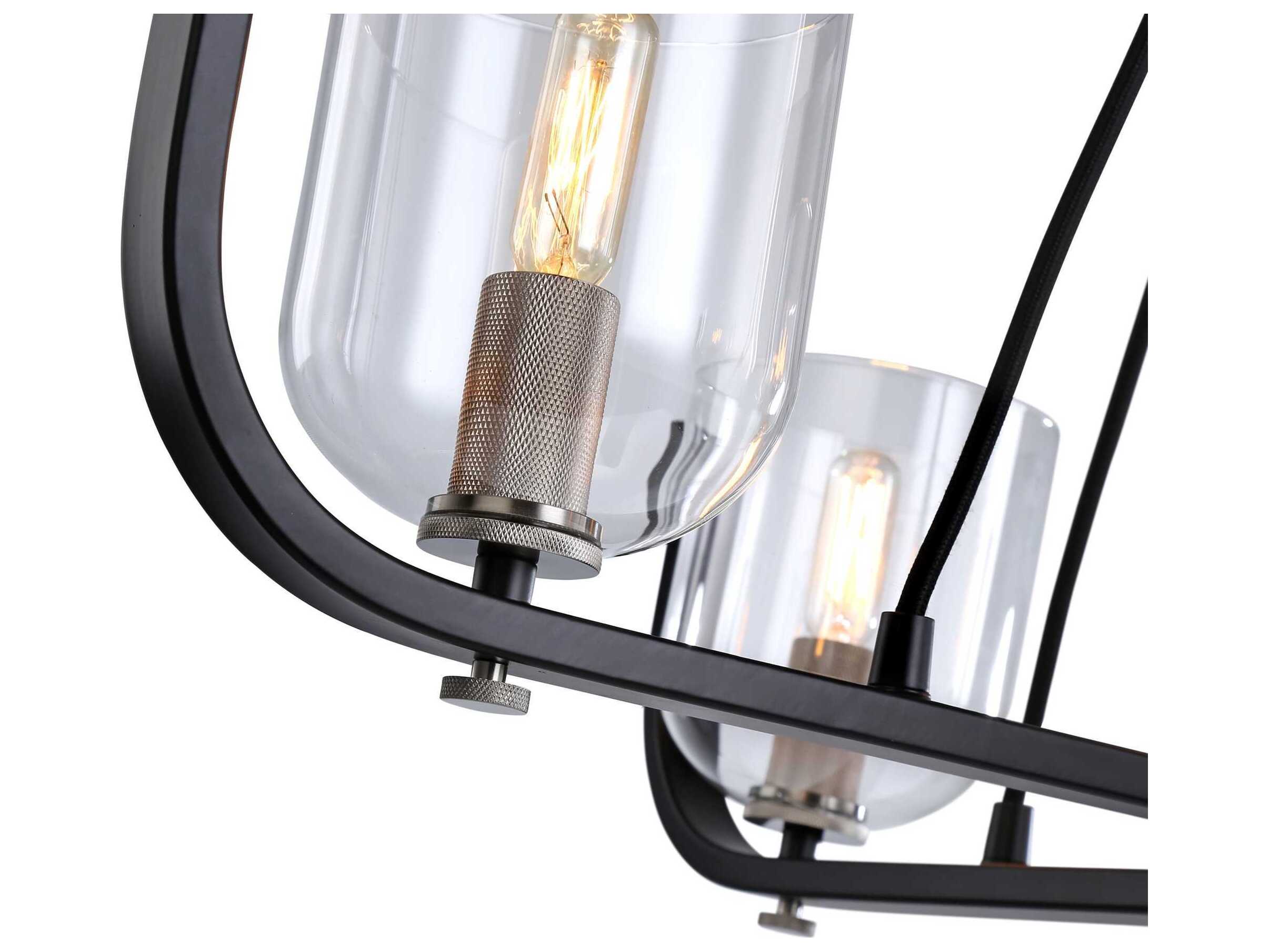 Artcraft Cheshire 5-Light Black Nickel Glass Bowl Chandelier