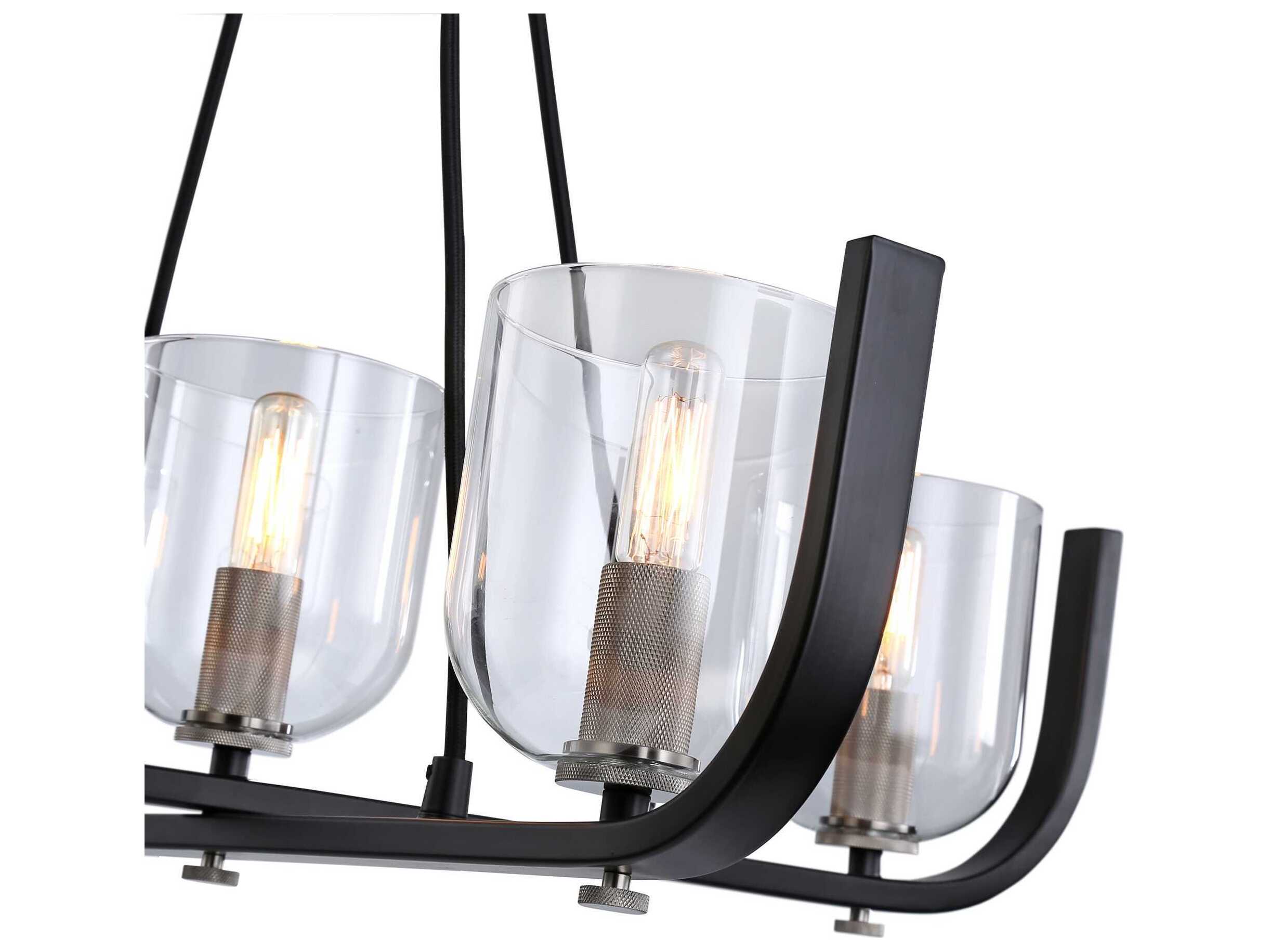 Artcraft Cheshire 5-Light Black Nickel Glass Bowl Chandelier