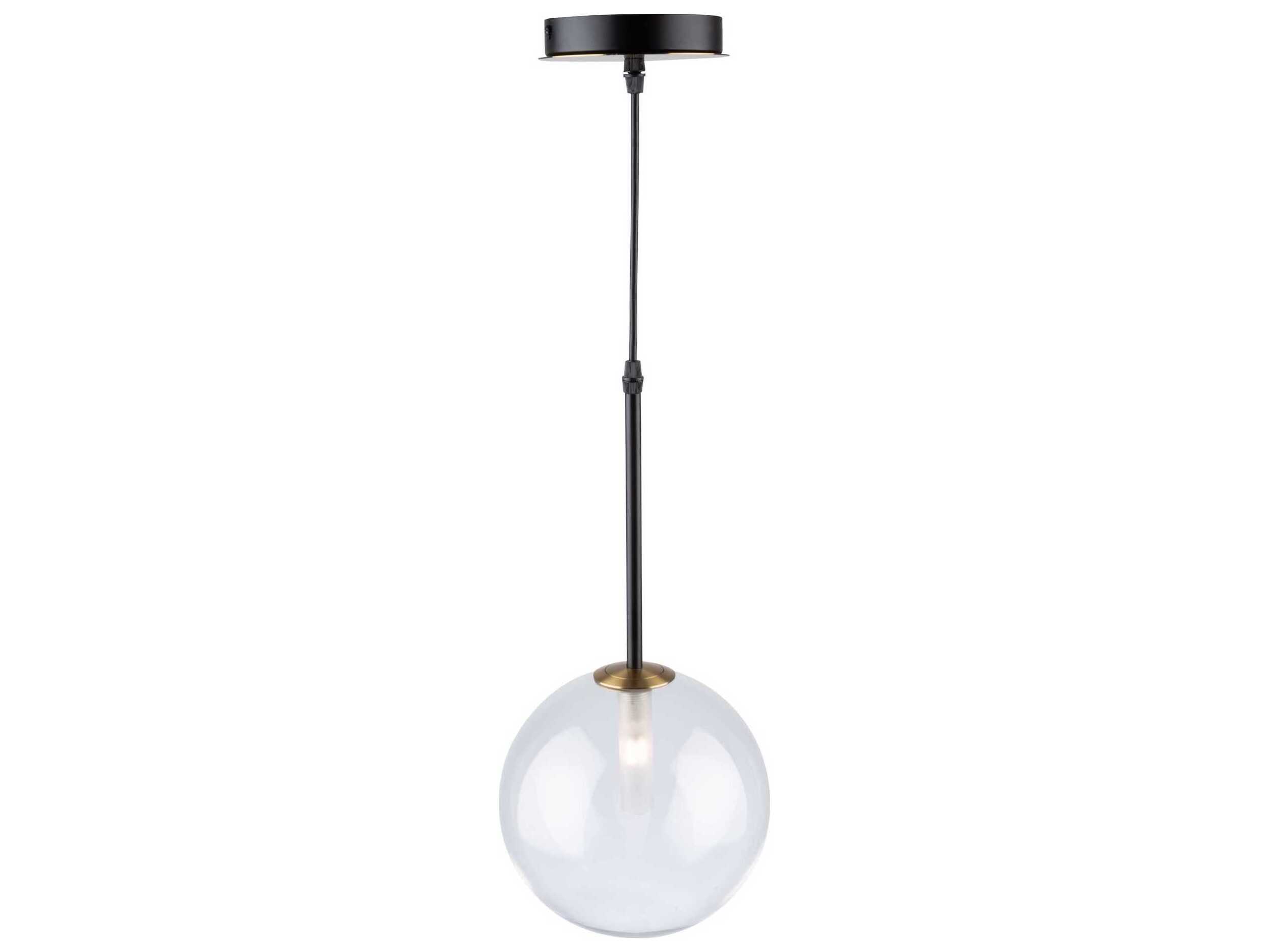 Artcraft Aurelia 1-Light Matte Black Brass Glass Globe Mini Pendant