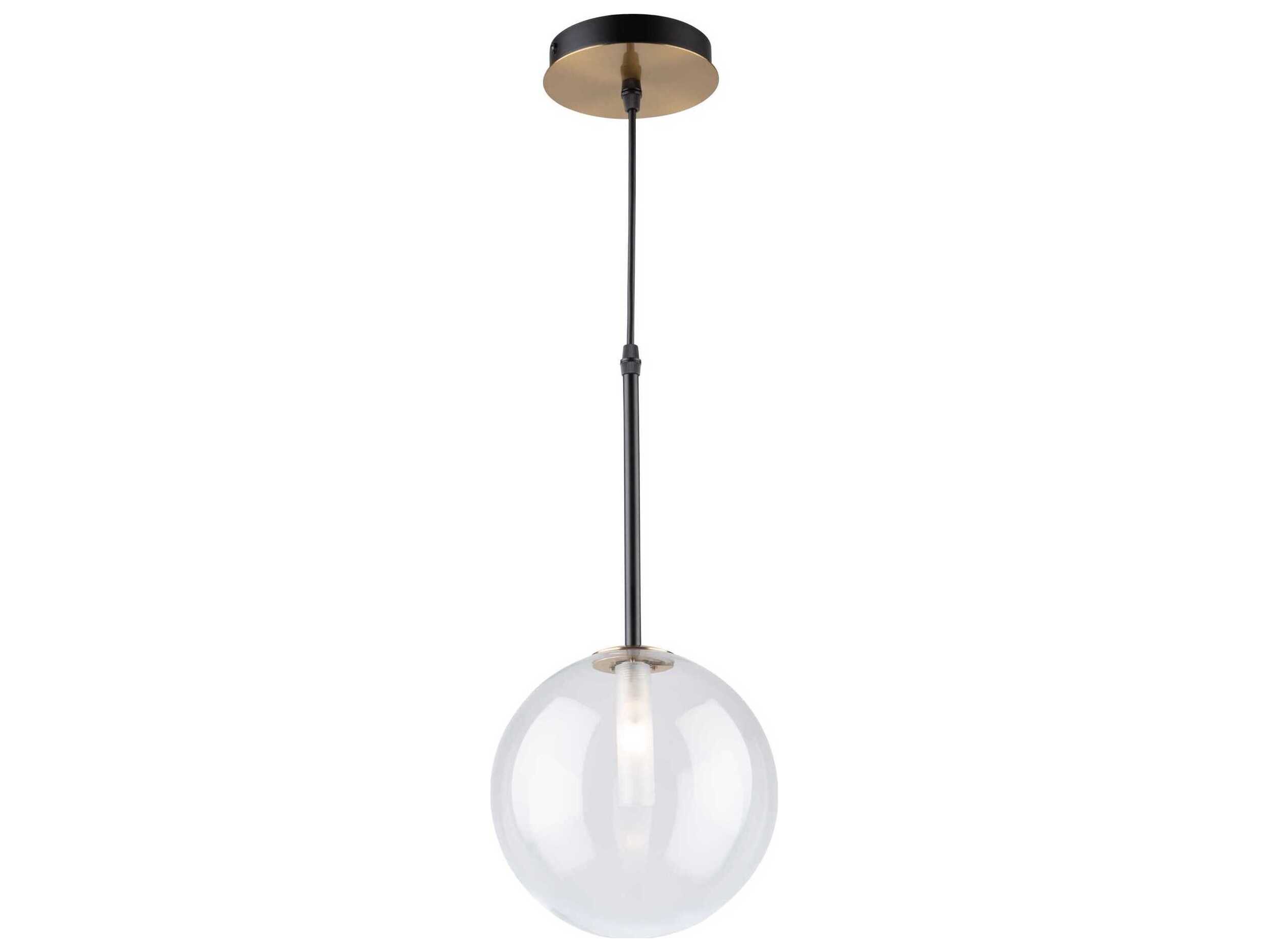 Artcraft Aurelia 1-Light Matte Black Brass Glass Globe Mini Pendant