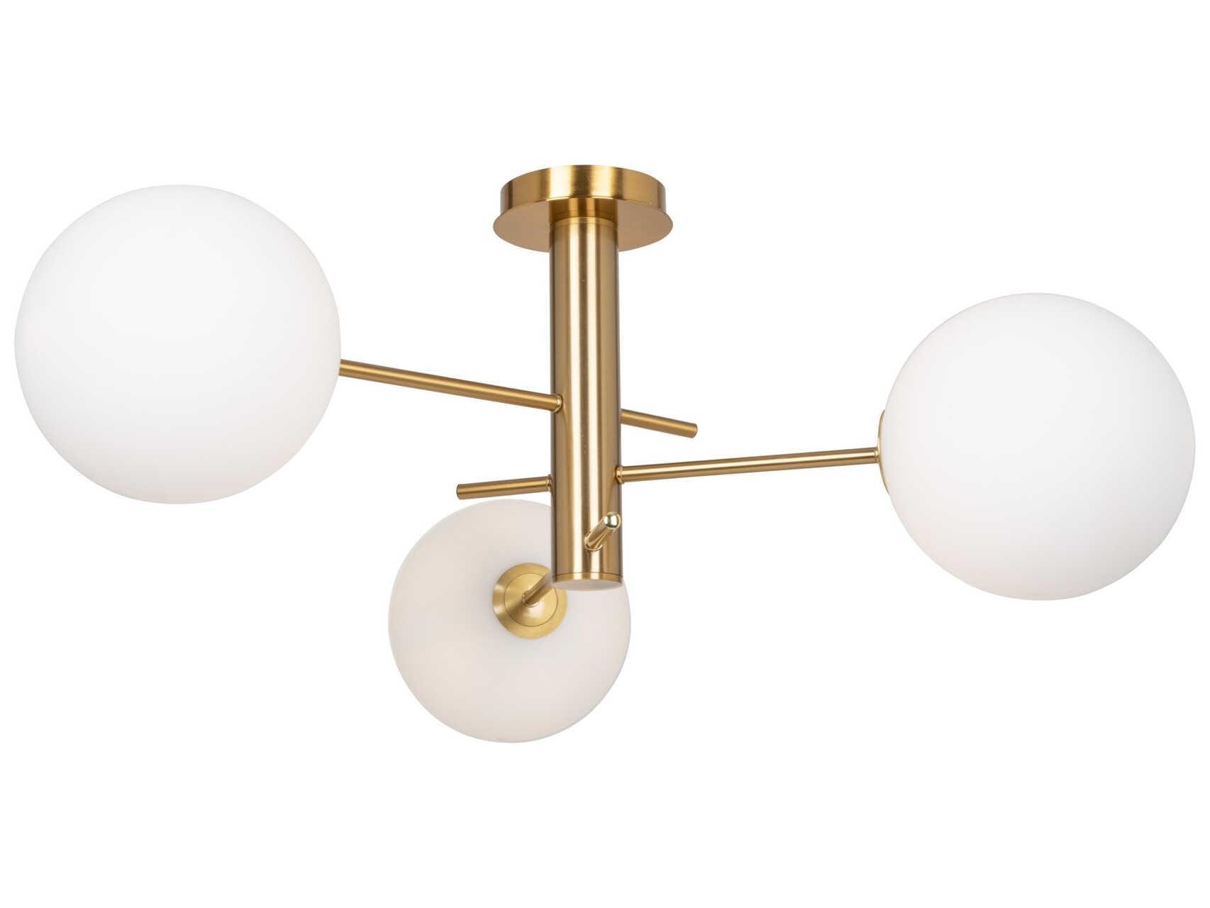 Artcraft Aurelia 3-Light Brass Globe Semi Flush Mount