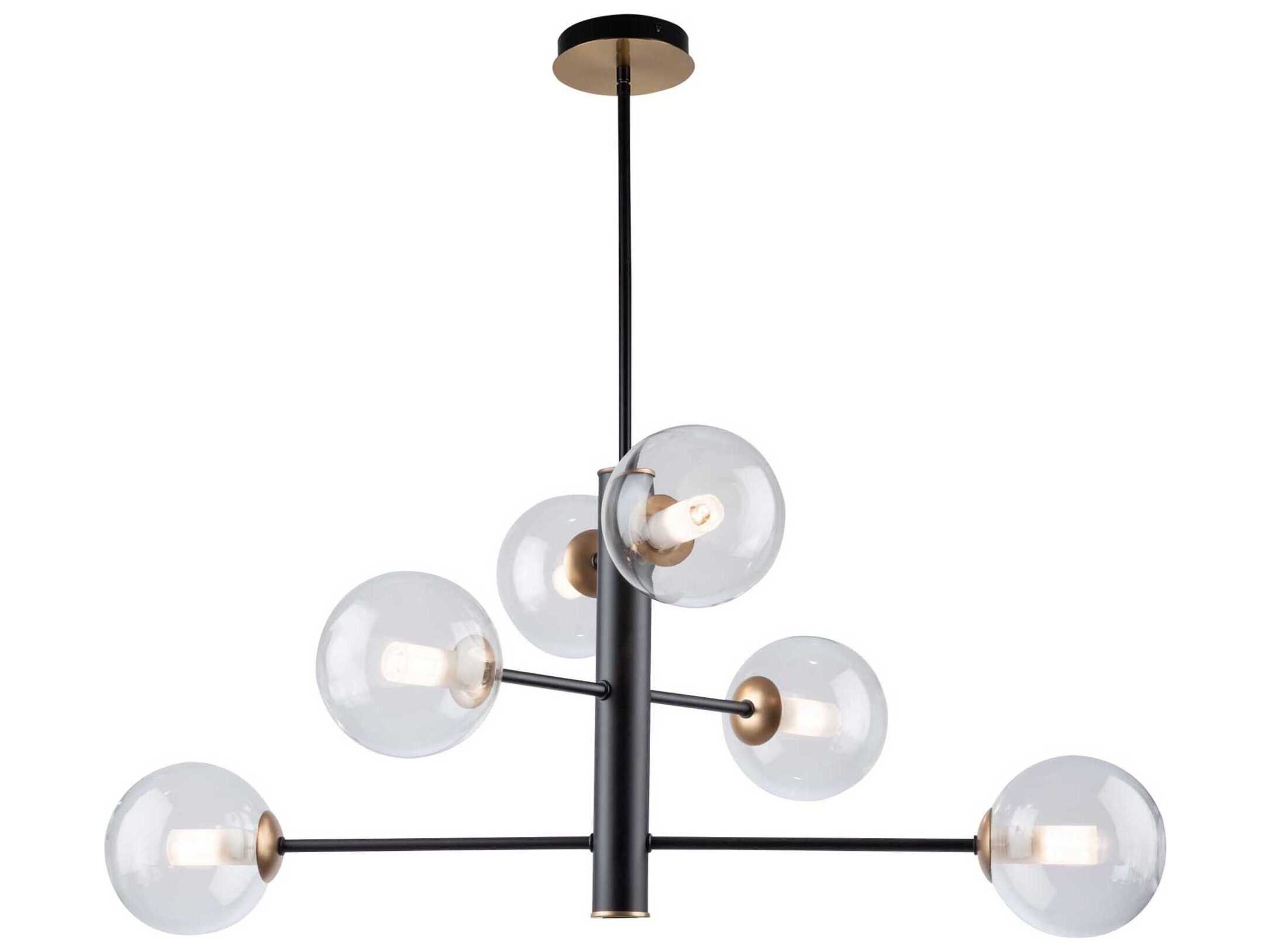 Artcraft Aurelia 6-Light Matte Black Brass Glass Globe Chandelier