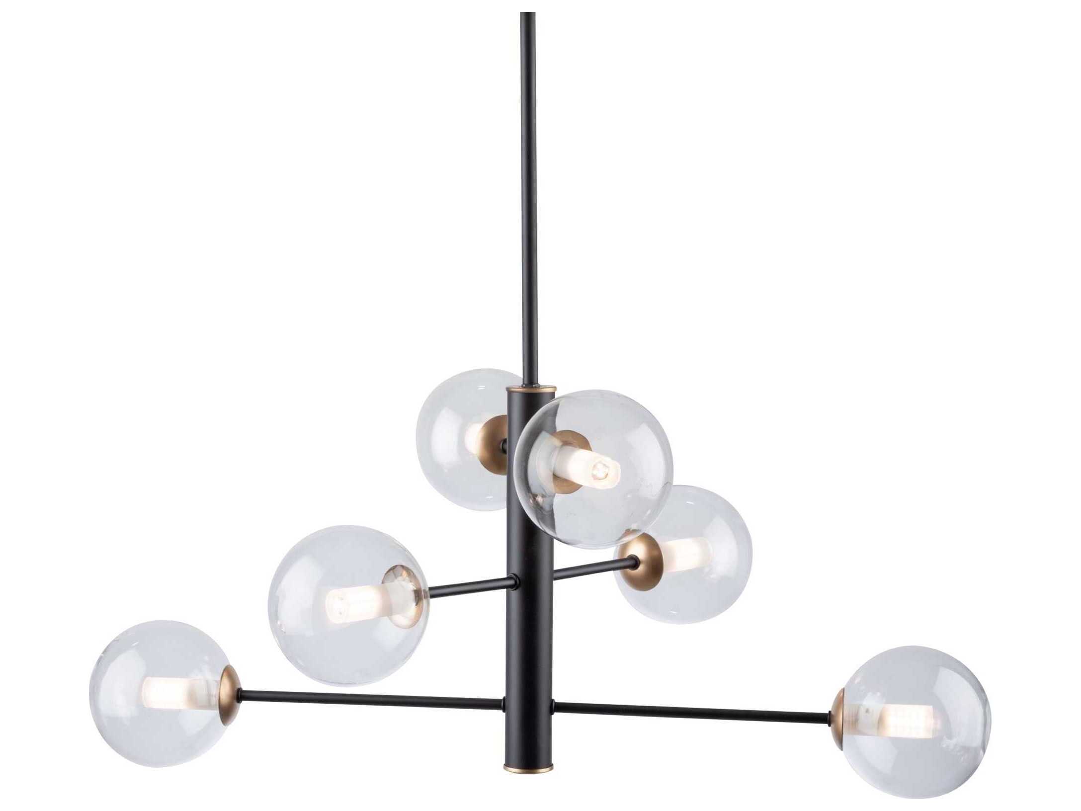 Artcraft Aurelia 6-Light Matte Black Brass Glass Globe Chandelier