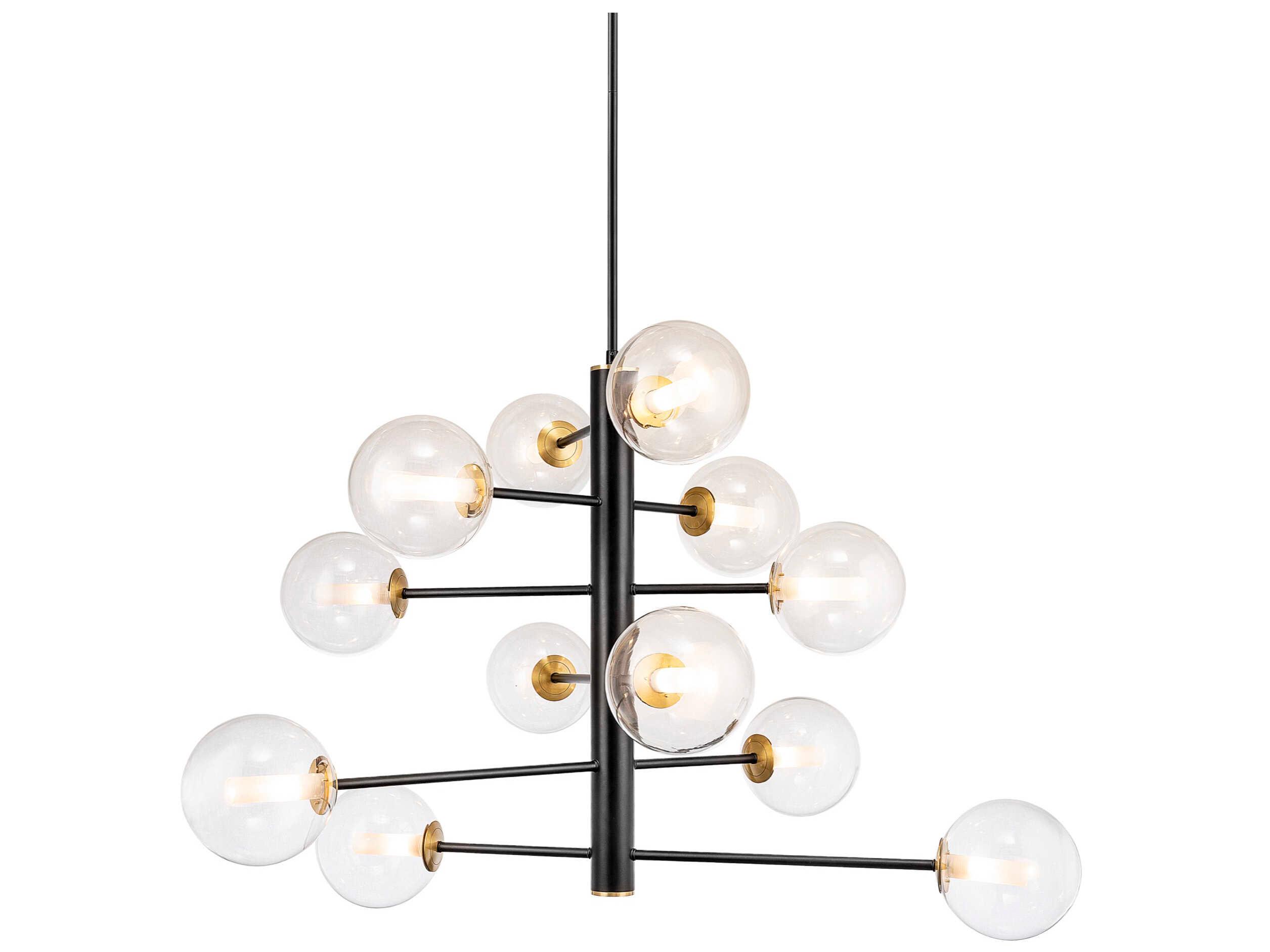 Artcraft Aurelia 12-Light Black Brushed Brass Globe Chandelier