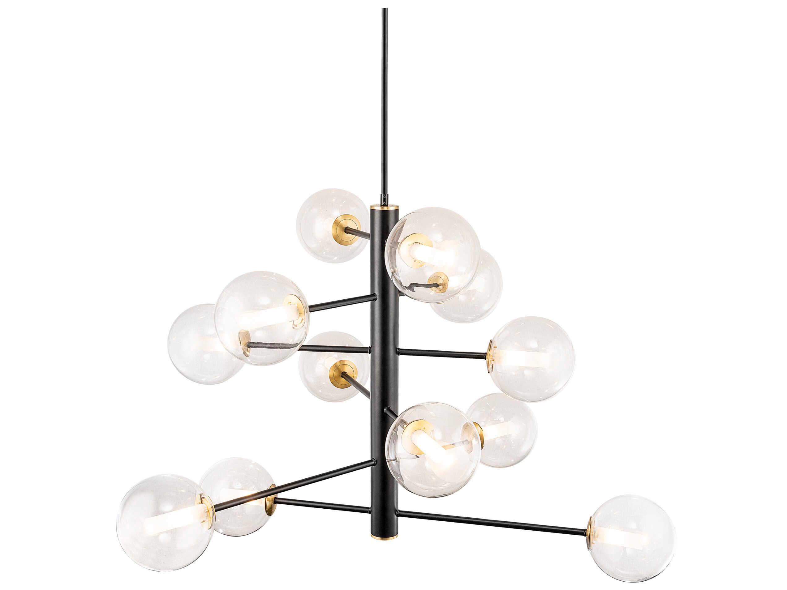 Artcraft Aurelia 12-Light Black Brushed Brass Globe Chandelier