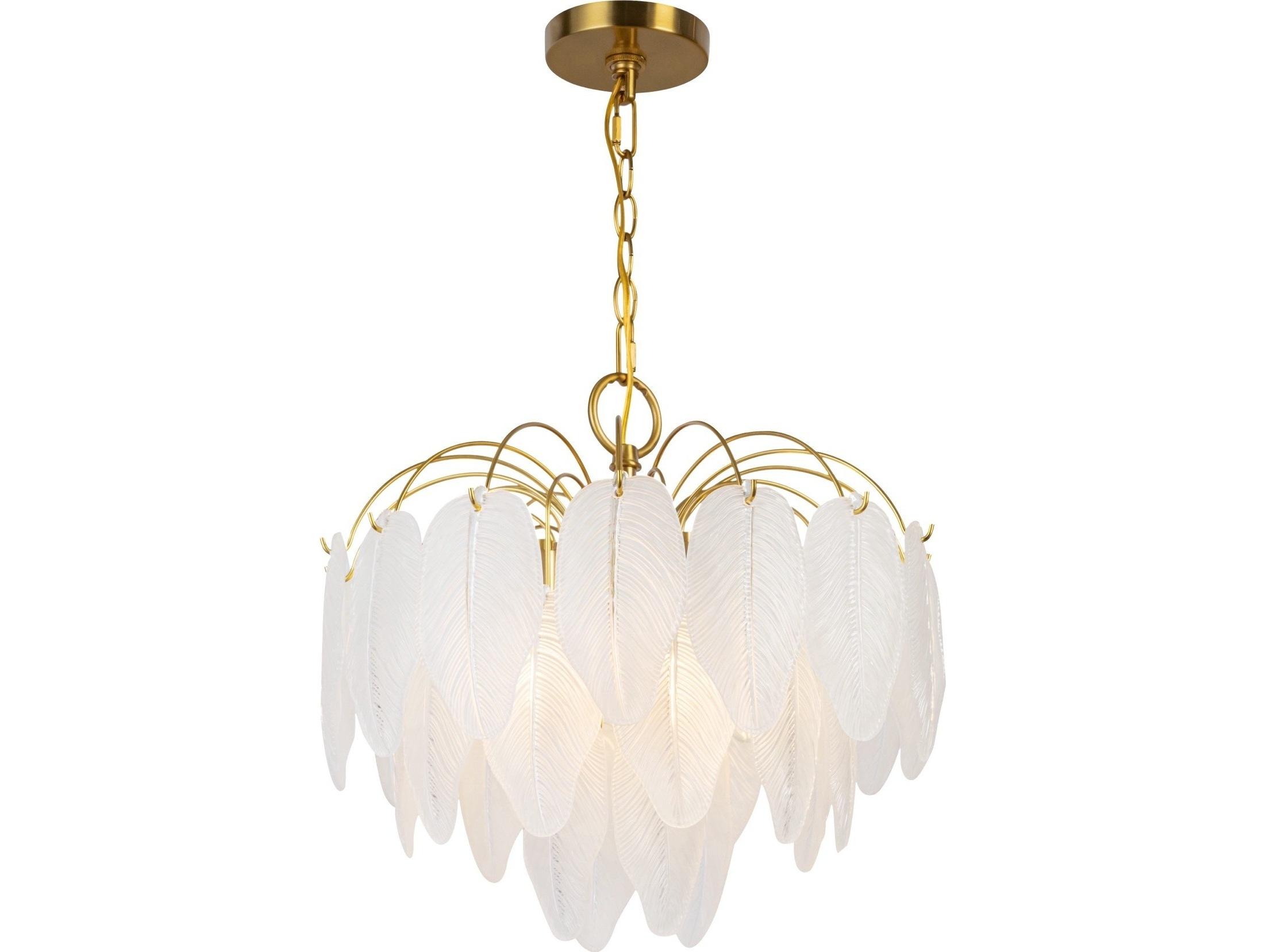 Artcraft Alessia 4-Light Brushed Brass White Tiered Chandelier