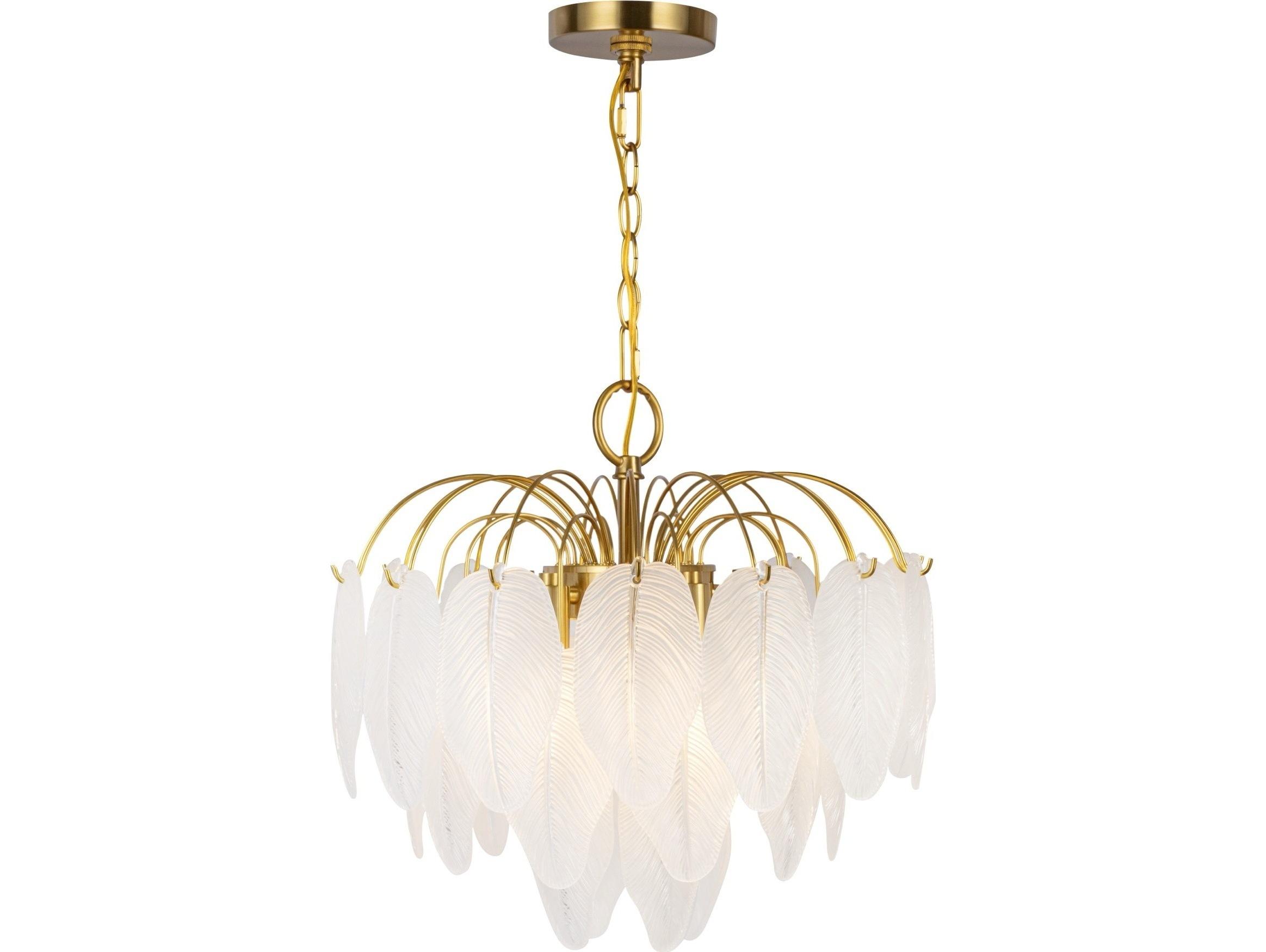 Artcraft Alessia 4-Light Brushed Brass White Tiered Chandelier