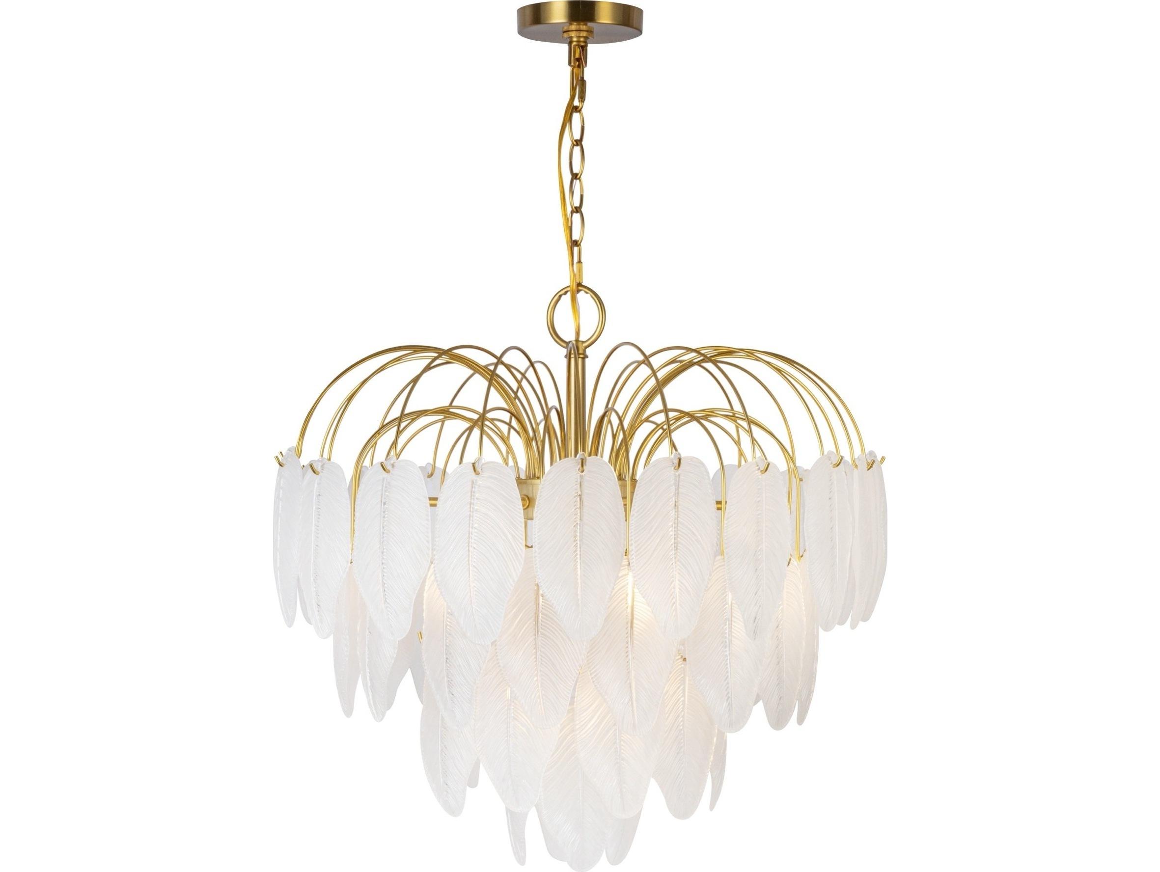 Artcraft Alessia 10-Light Brushed Brass White Tiered Chandelier