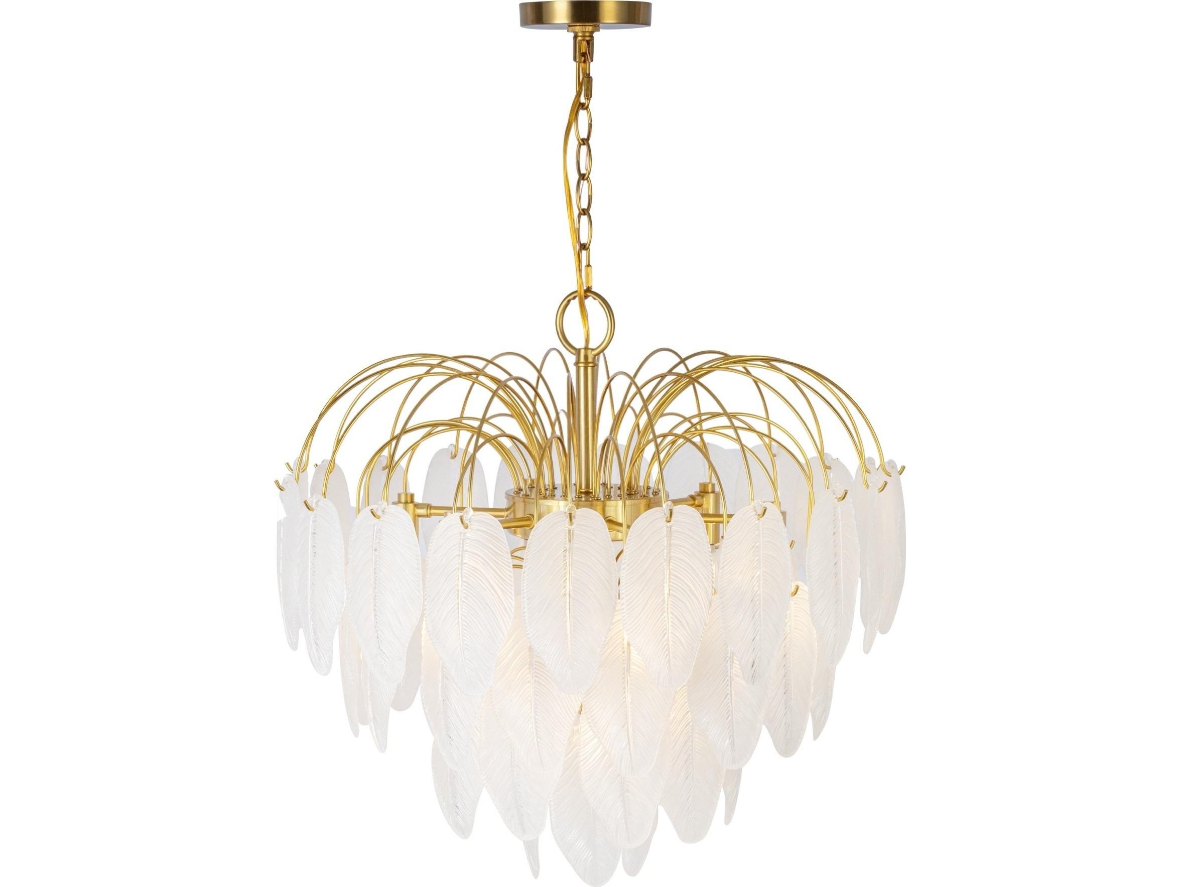 Artcraft Alessia 10-Light Brushed Brass White Tiered Chandelier