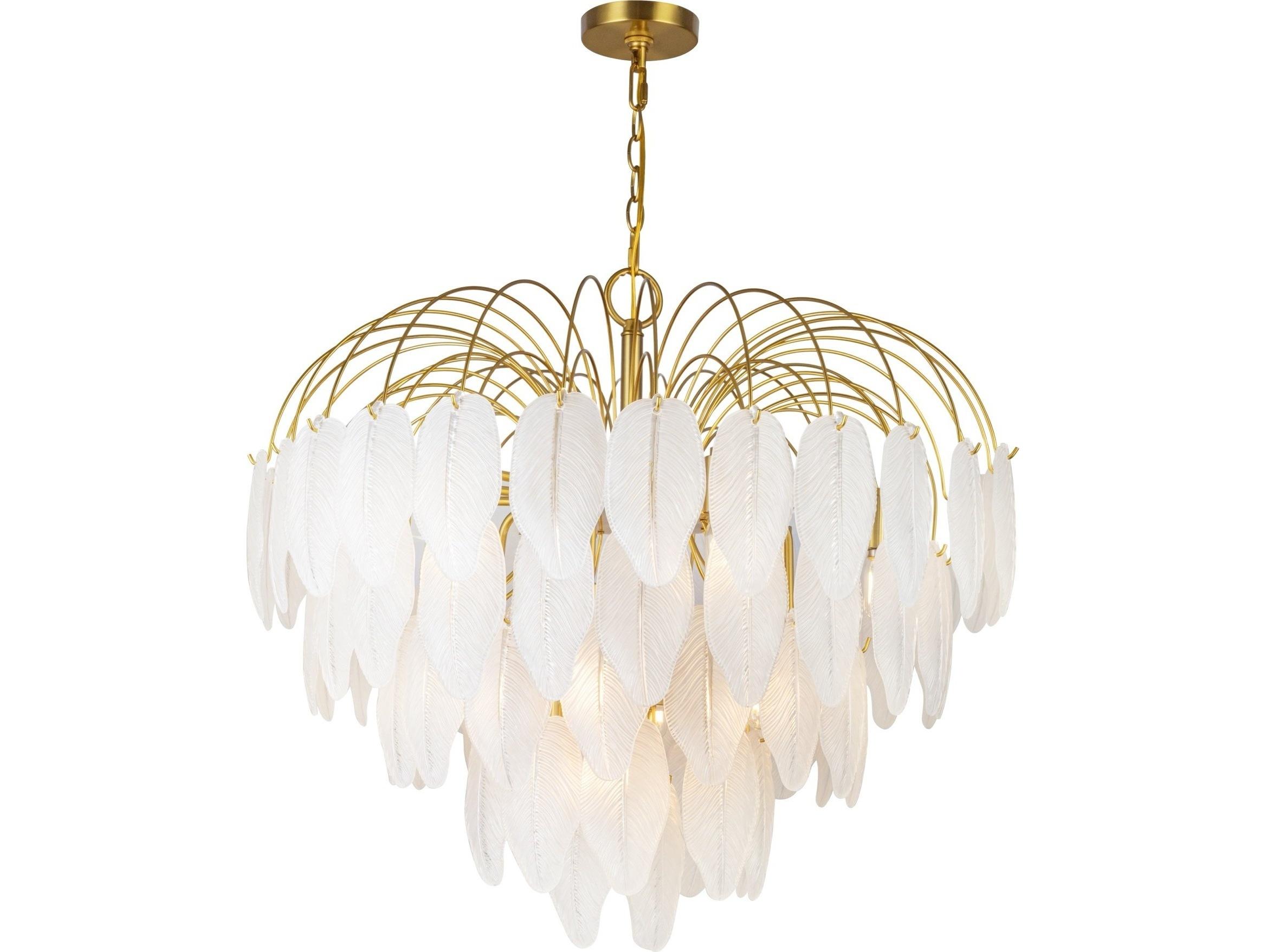 Artcraft Alessia 19-Light Brushed Brass White Tiered Chandelier