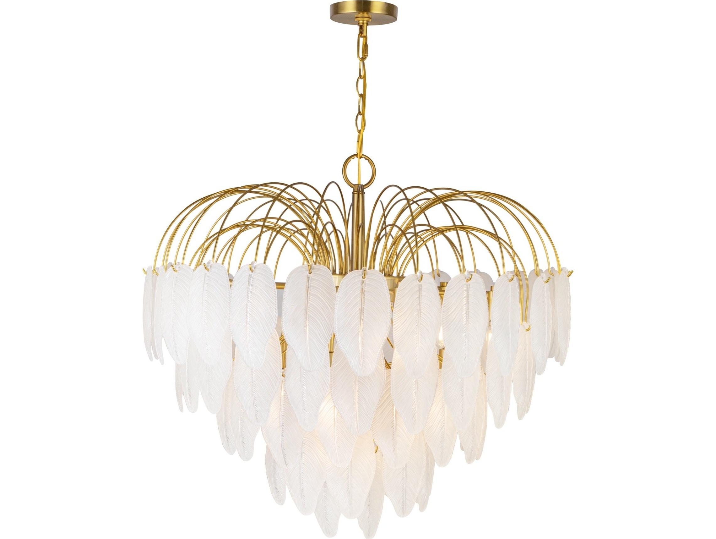 Artcraft Alessia 19-Light Brushed Brass White Tiered Chandelier