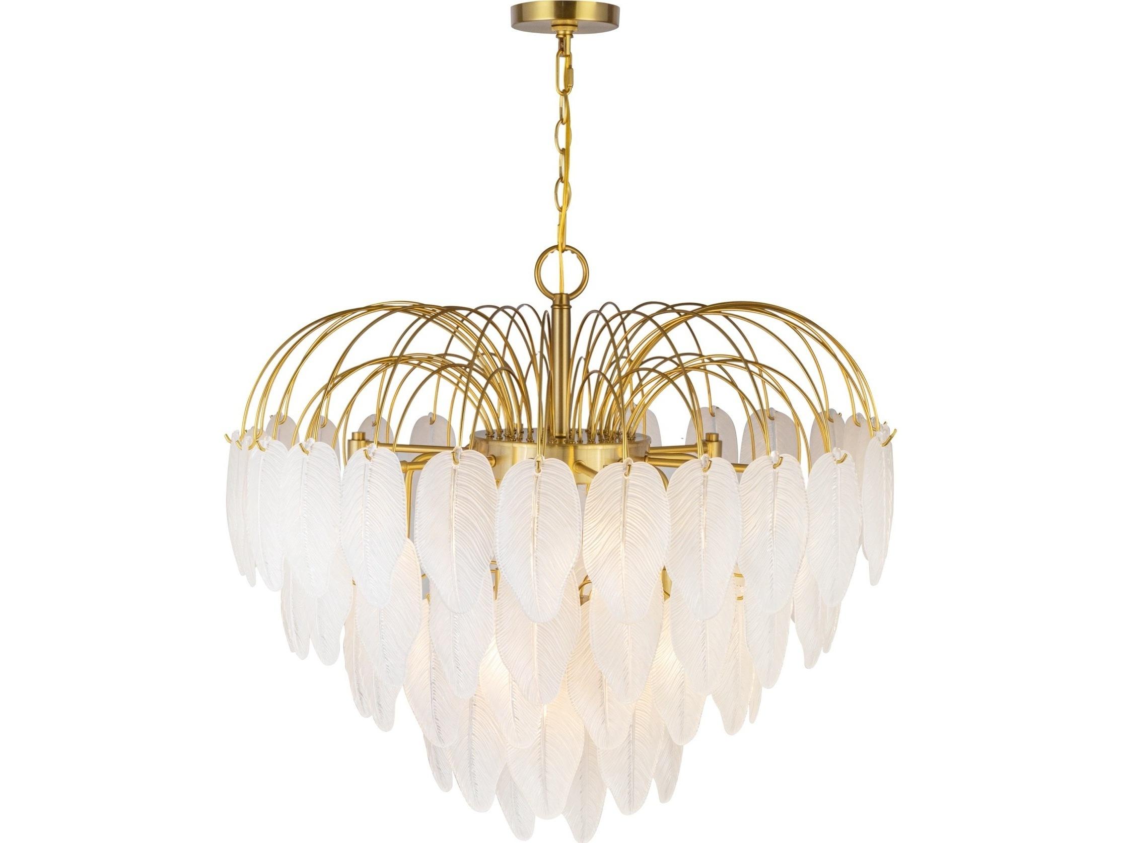 Artcraft Alessia 19-Light Brushed Brass White Tiered Chandelier