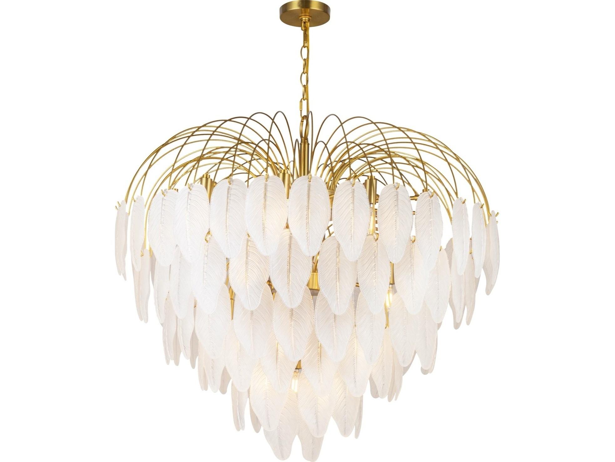 Artcraft Alessia 24-Light Brushed Brass White Tiered Chandelier