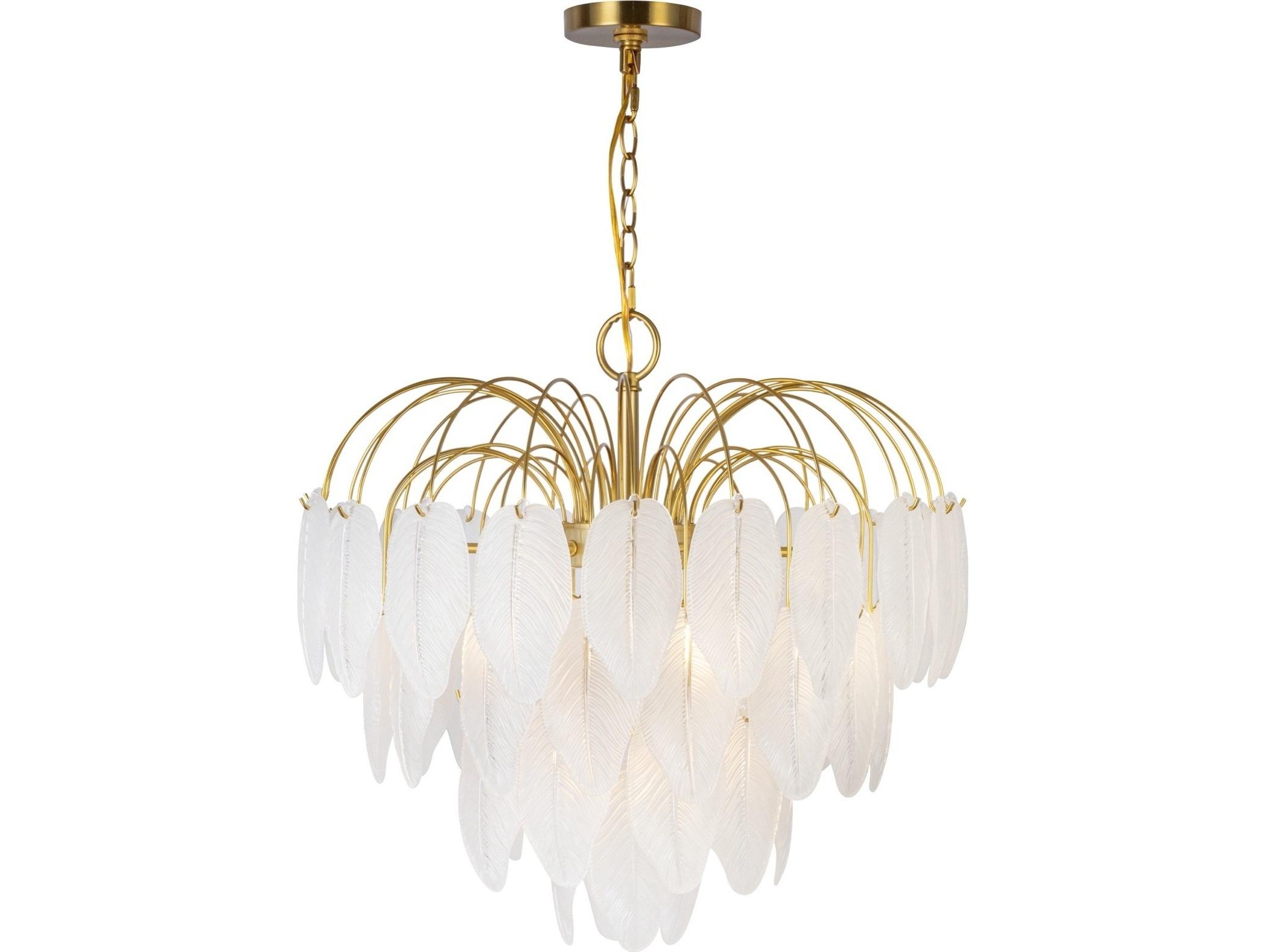Artcraft Alessia 24-Light Brushed Brass White Tiered Chandelier