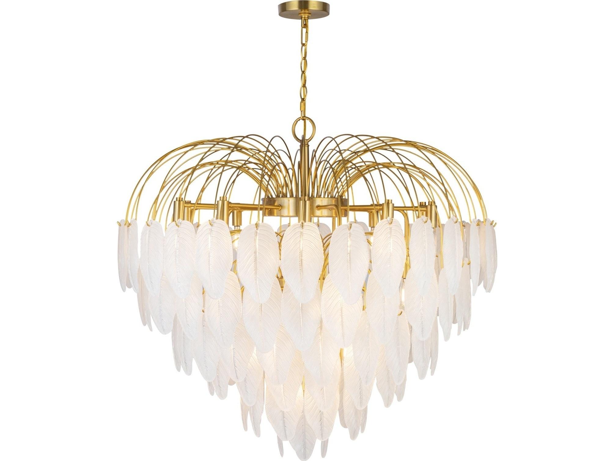 Artcraft Alessia 24-Light Brushed Brass White Tiered Chandelier