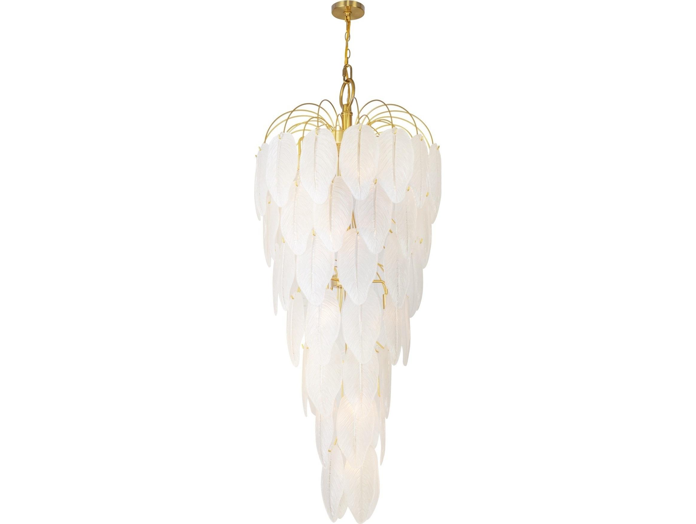 Artcraft Alessia 21-Light Brushed Brass White Tiered Chandelier