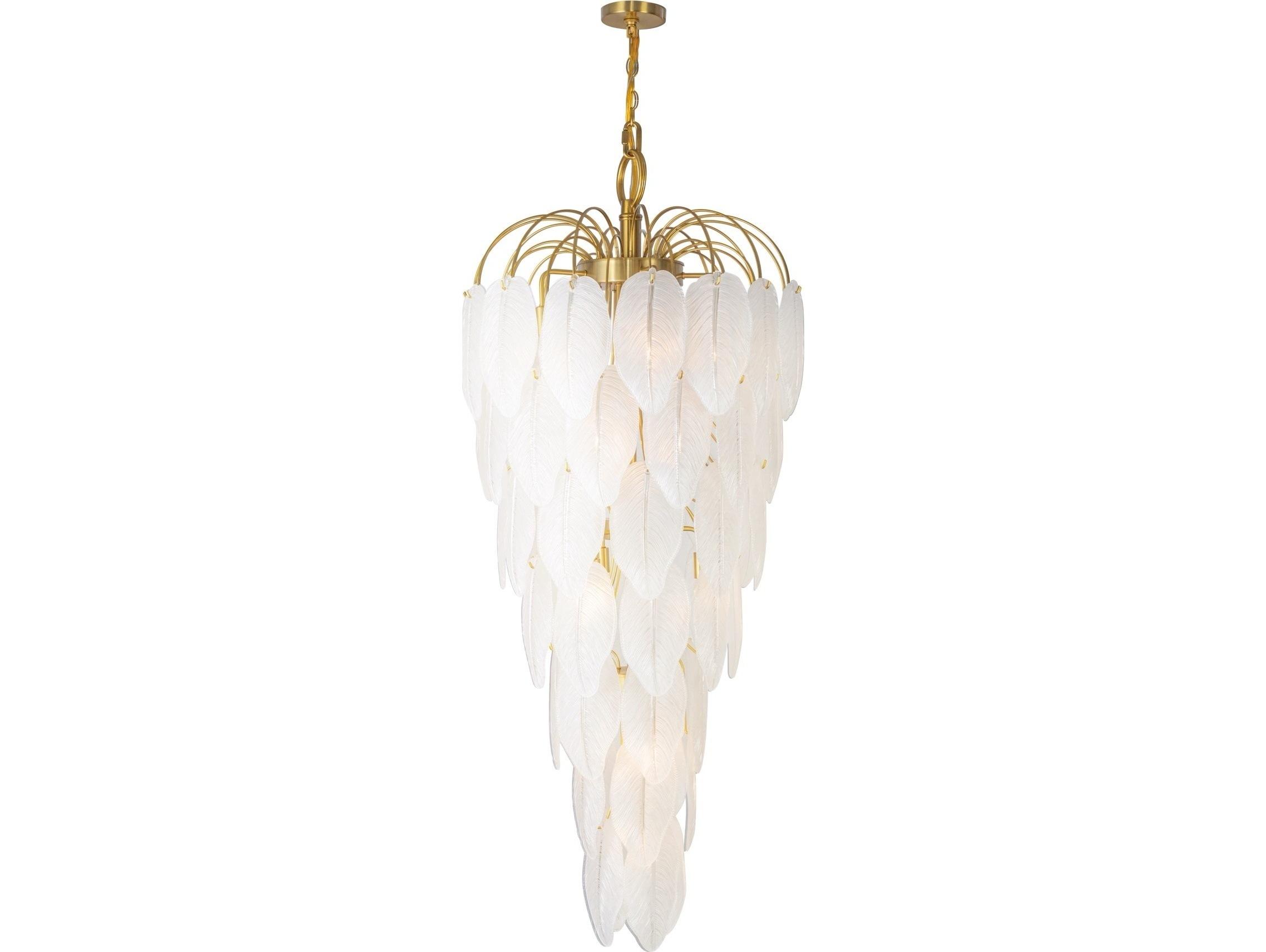 Artcraft Alessia 21-Light Brushed Brass White Tiered Chandelier