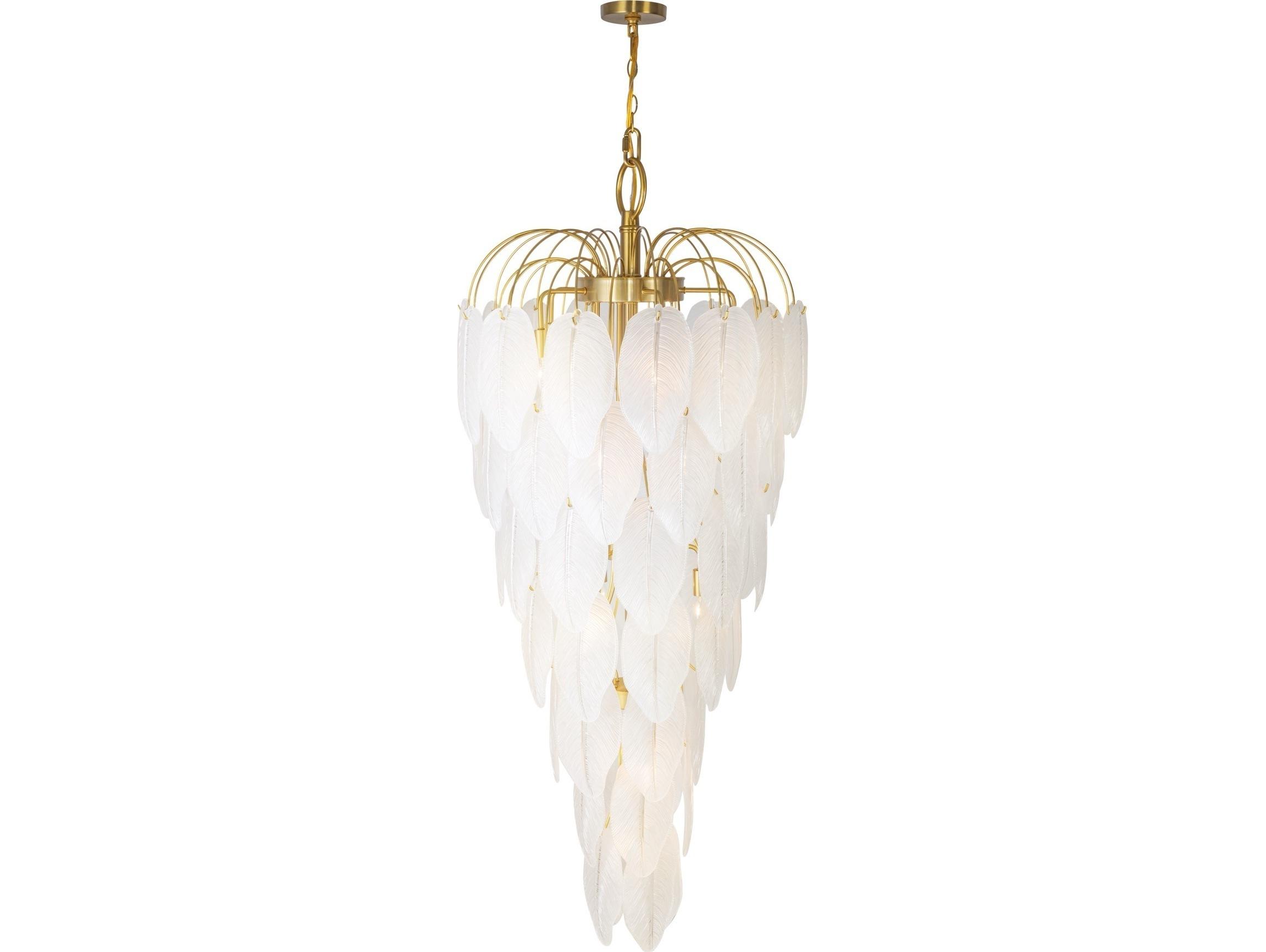 Artcraft Alessia 21-Light Brushed Brass White Tiered Chandelier
