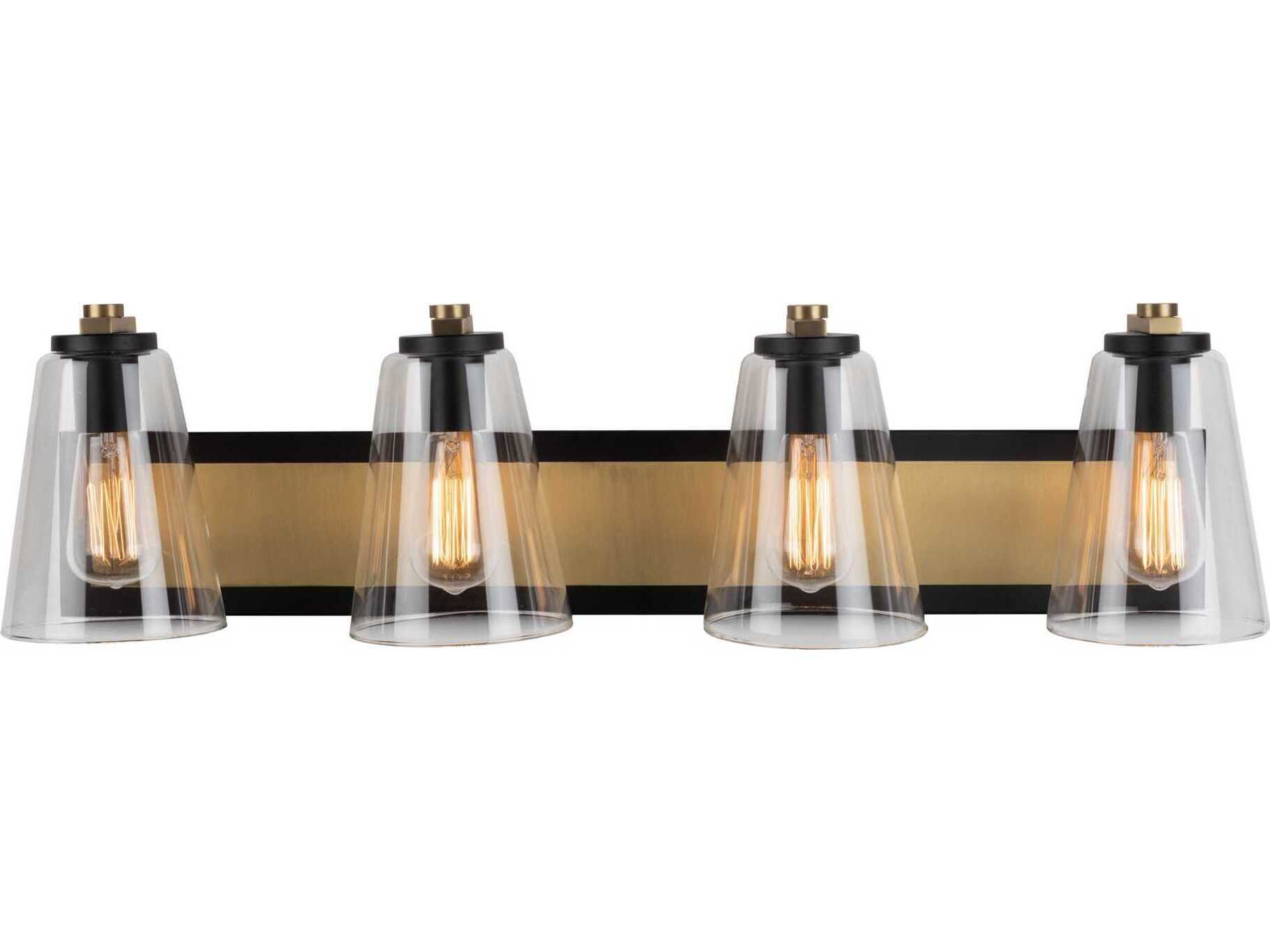 Artcraft Treviso 4-Light Black Brass Glass Vanity Light