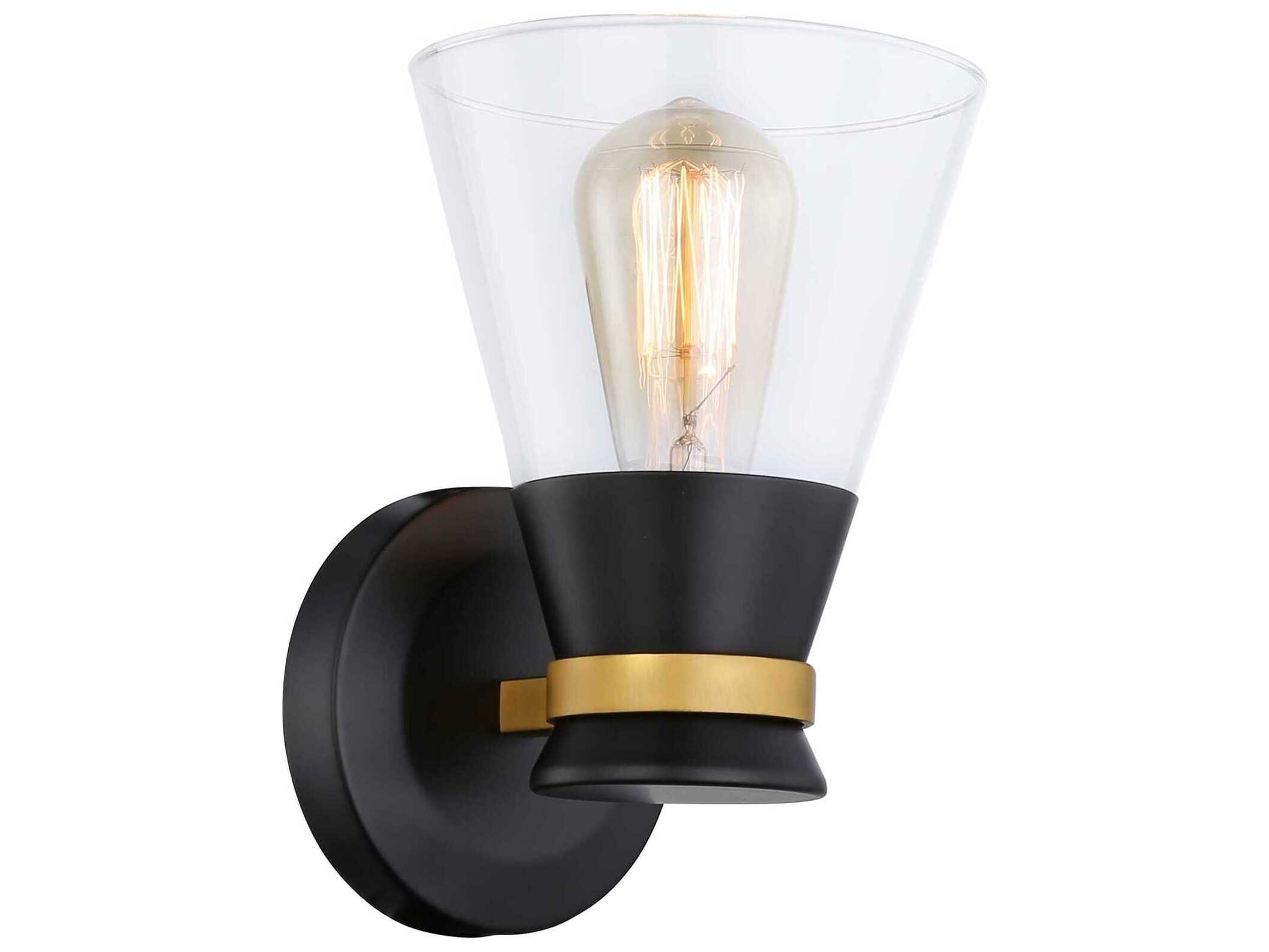 Artcraft Kanata 1-Light Black Brushed Brass Glass Wall Sconce