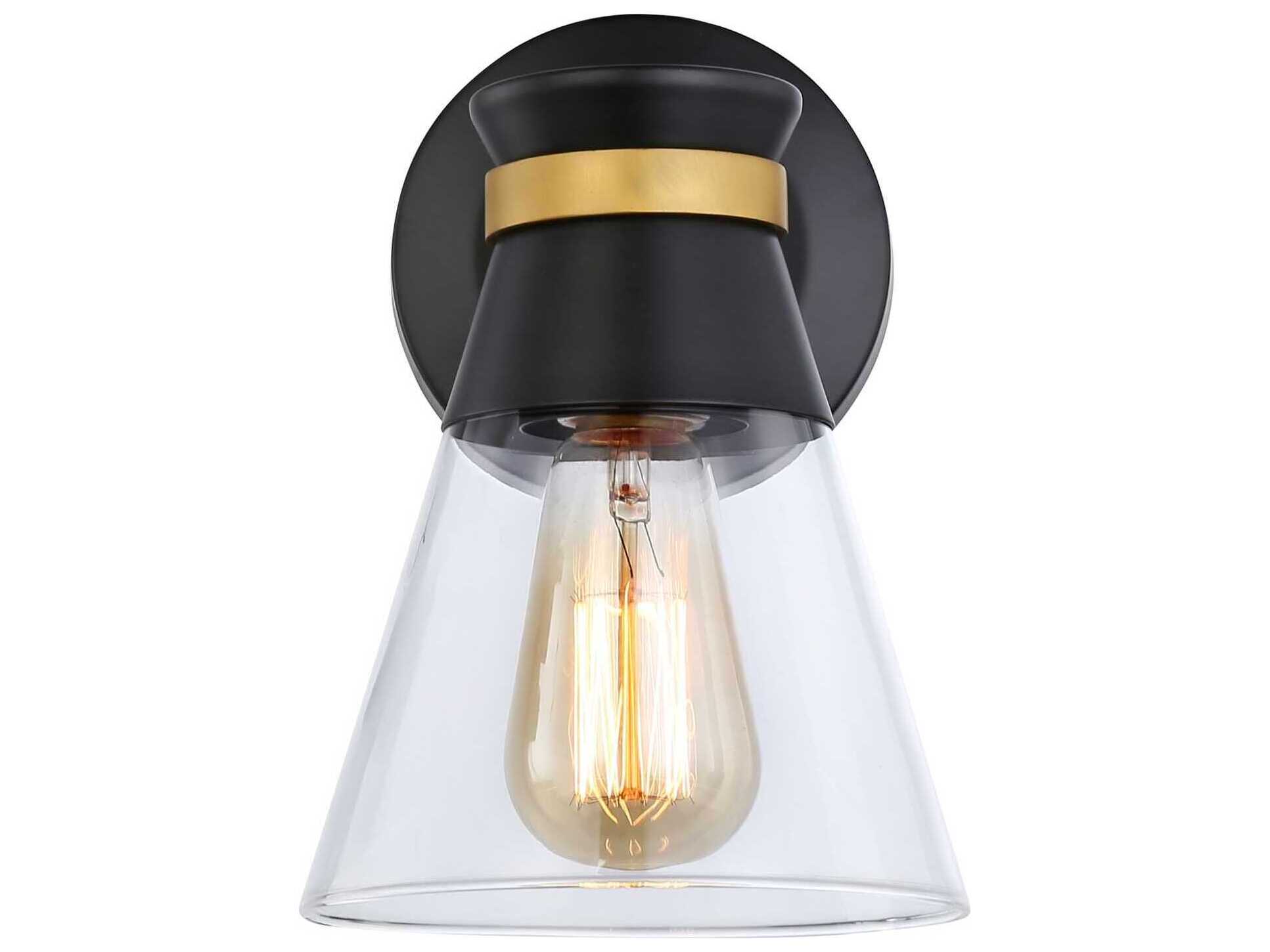 Artcraft Kanata 1-Light Black Brushed Brass Glass Wall Sconce