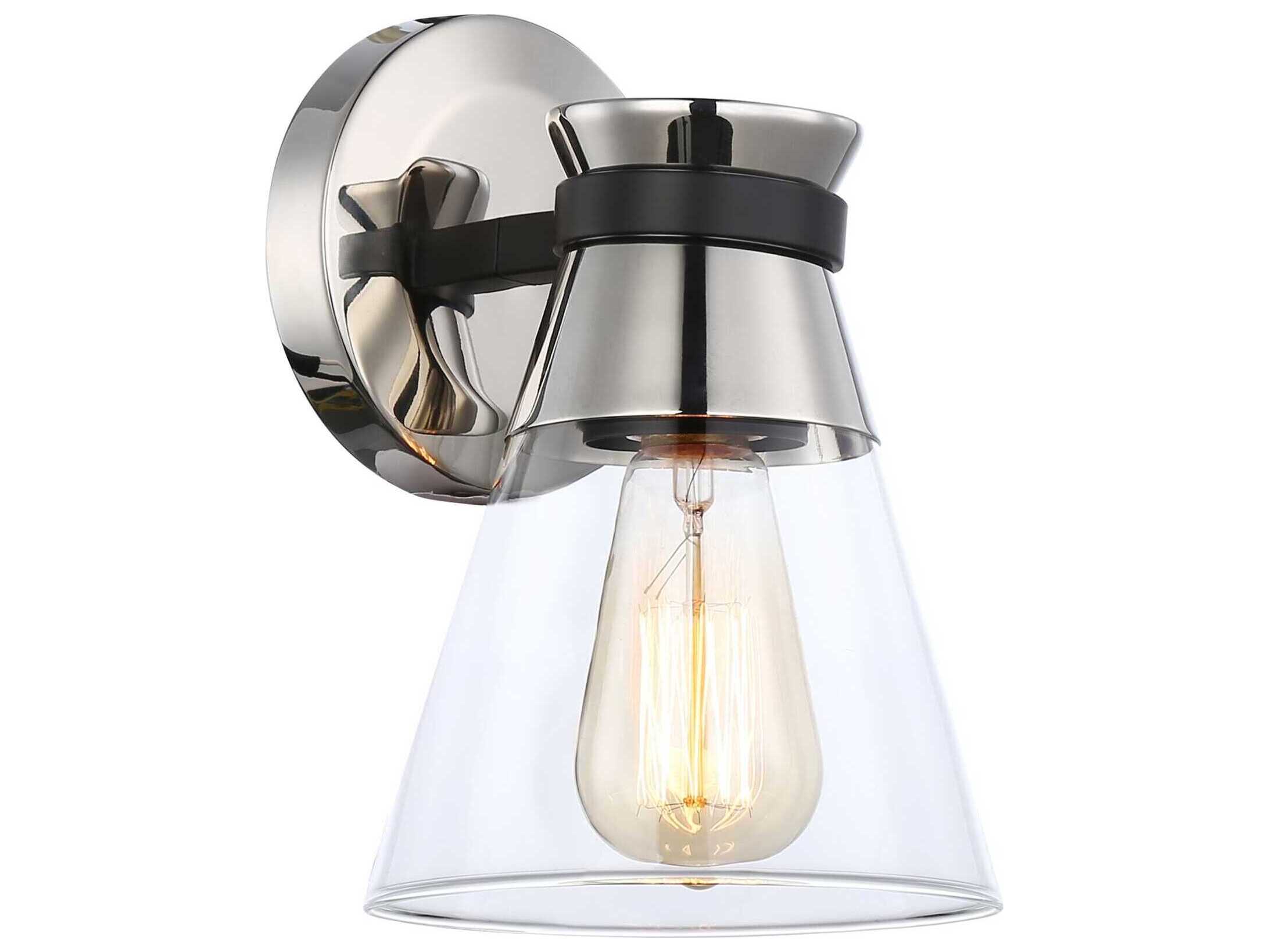 Artcraft Kanata 1-Light Black Brushed Nickel Glass Wall Sconce